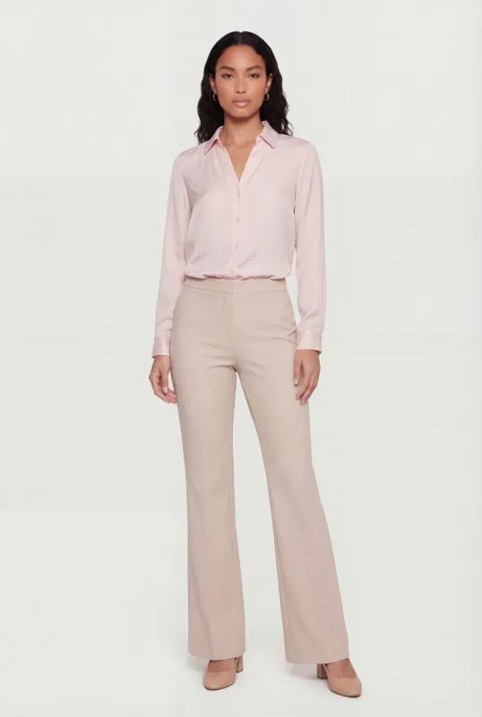 Crepe Knit Long Sleeve Button Front Shirt made by Rainbow