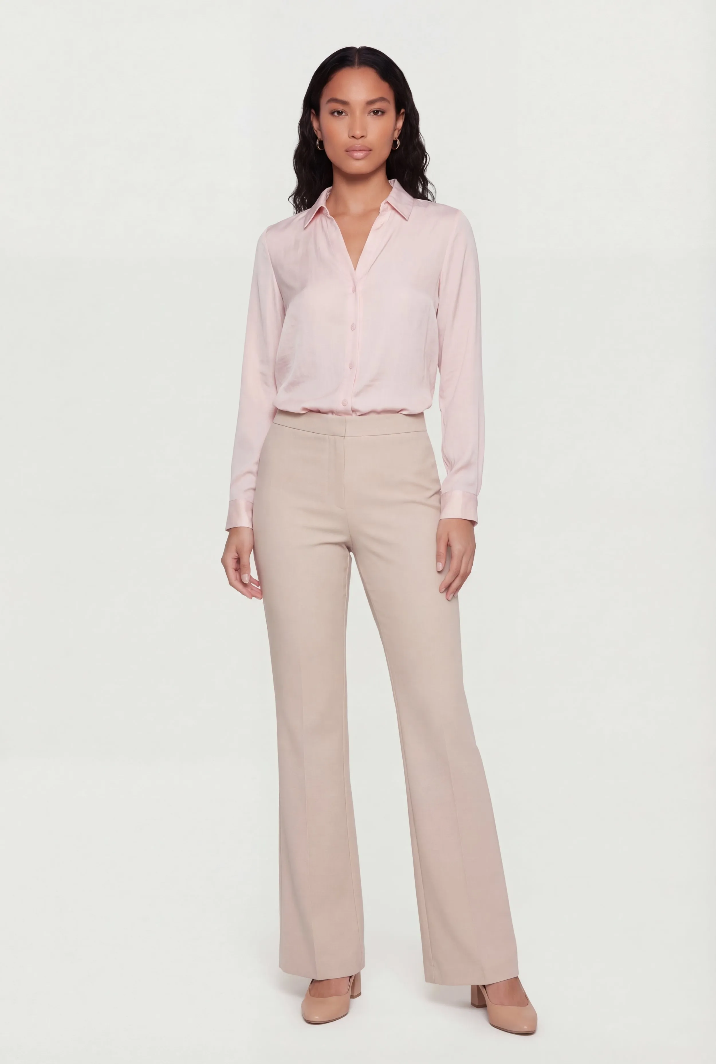 Crepe Knit Long Sleeve Button Front Shirt sold by Rainbow