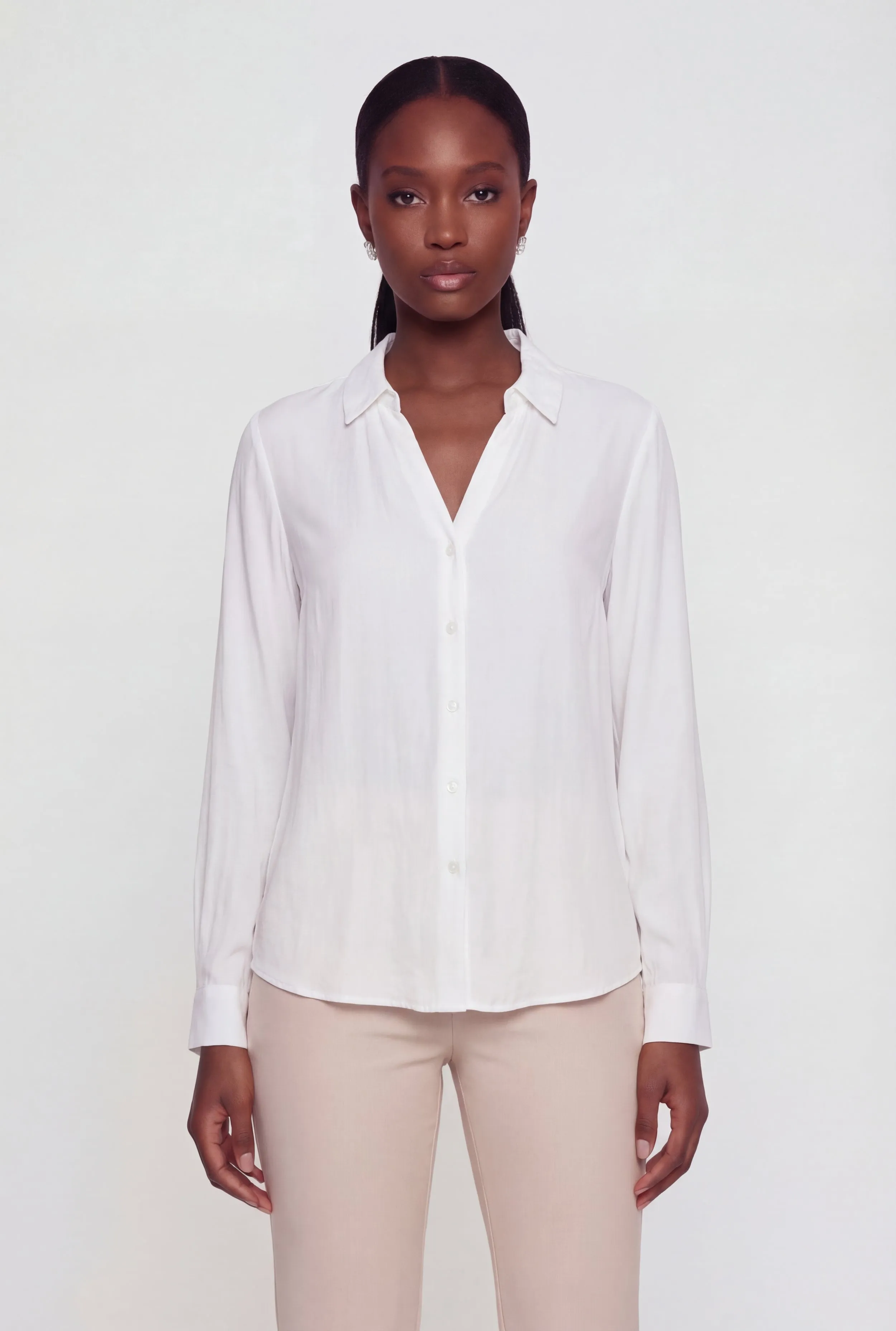 Crepe Knit Long Sleeve Button Front Shirt sold by Rainbow product image thumbnail 2