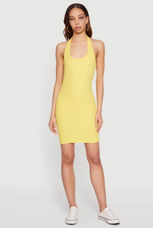 Ribbed Knit Halter Mini Dress made by Ambiance