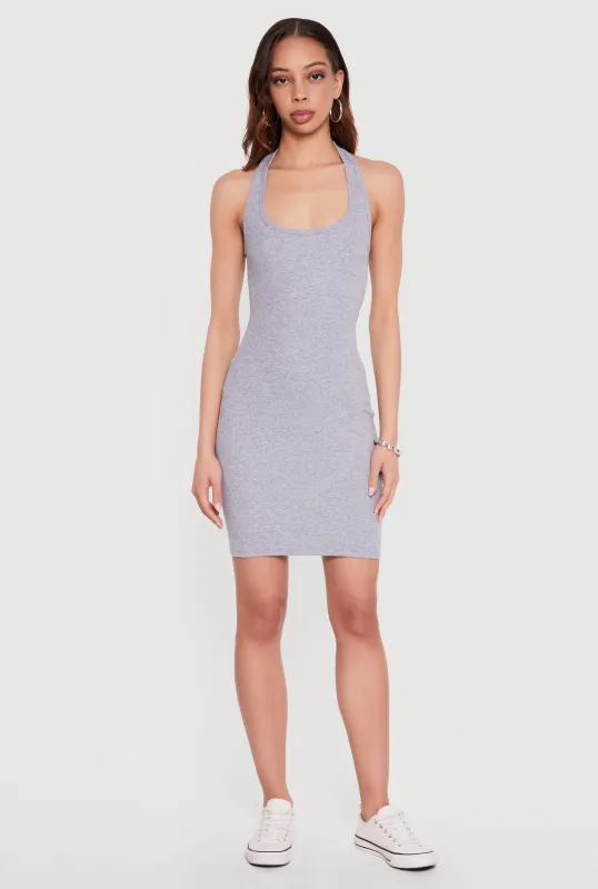 Ribbed Knit Halter Mini Dress made by Ambiance