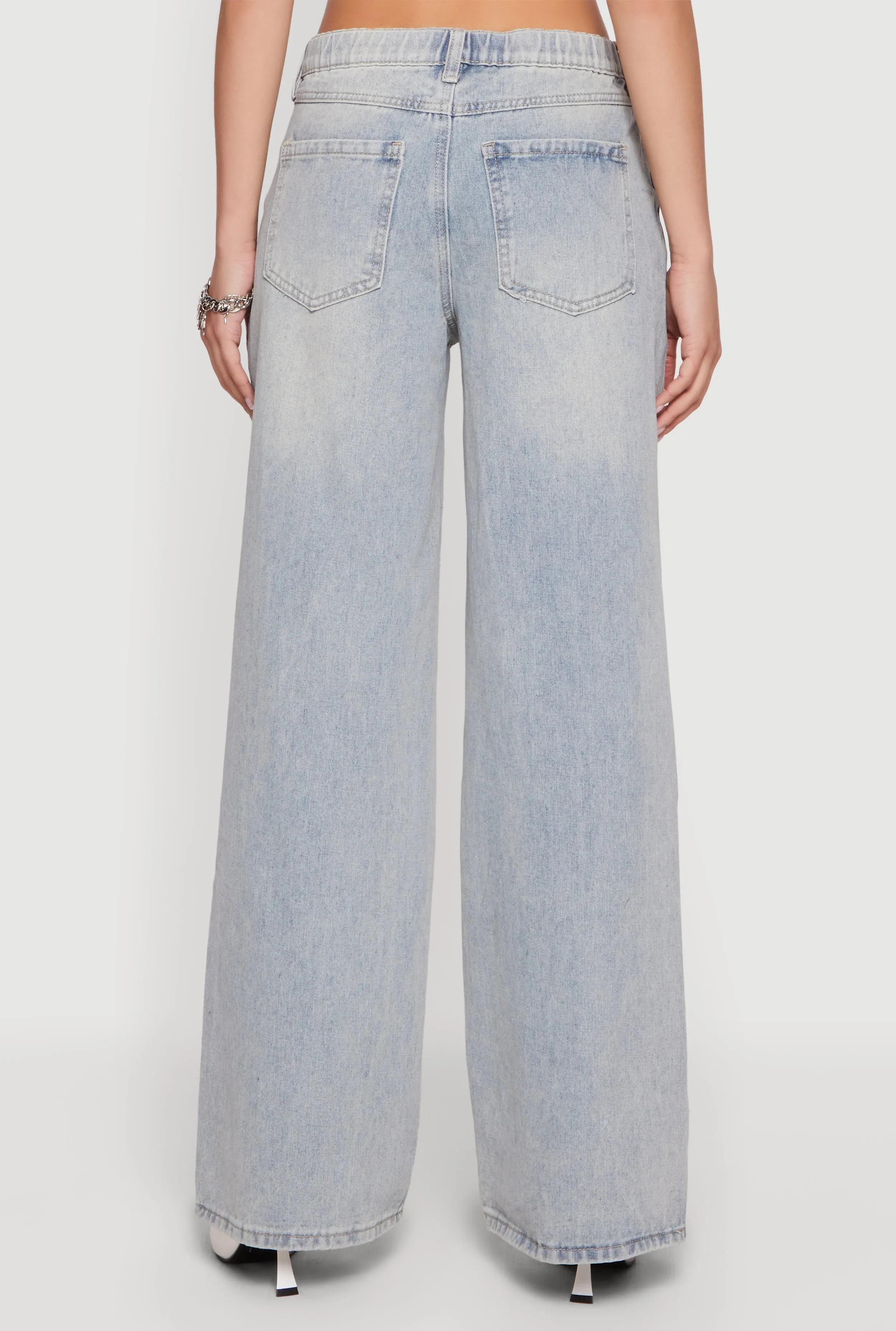 Almost Famous Mineral Wash Slashed Wide Leg Jeans sold by Rainbow product image thumbnail 5