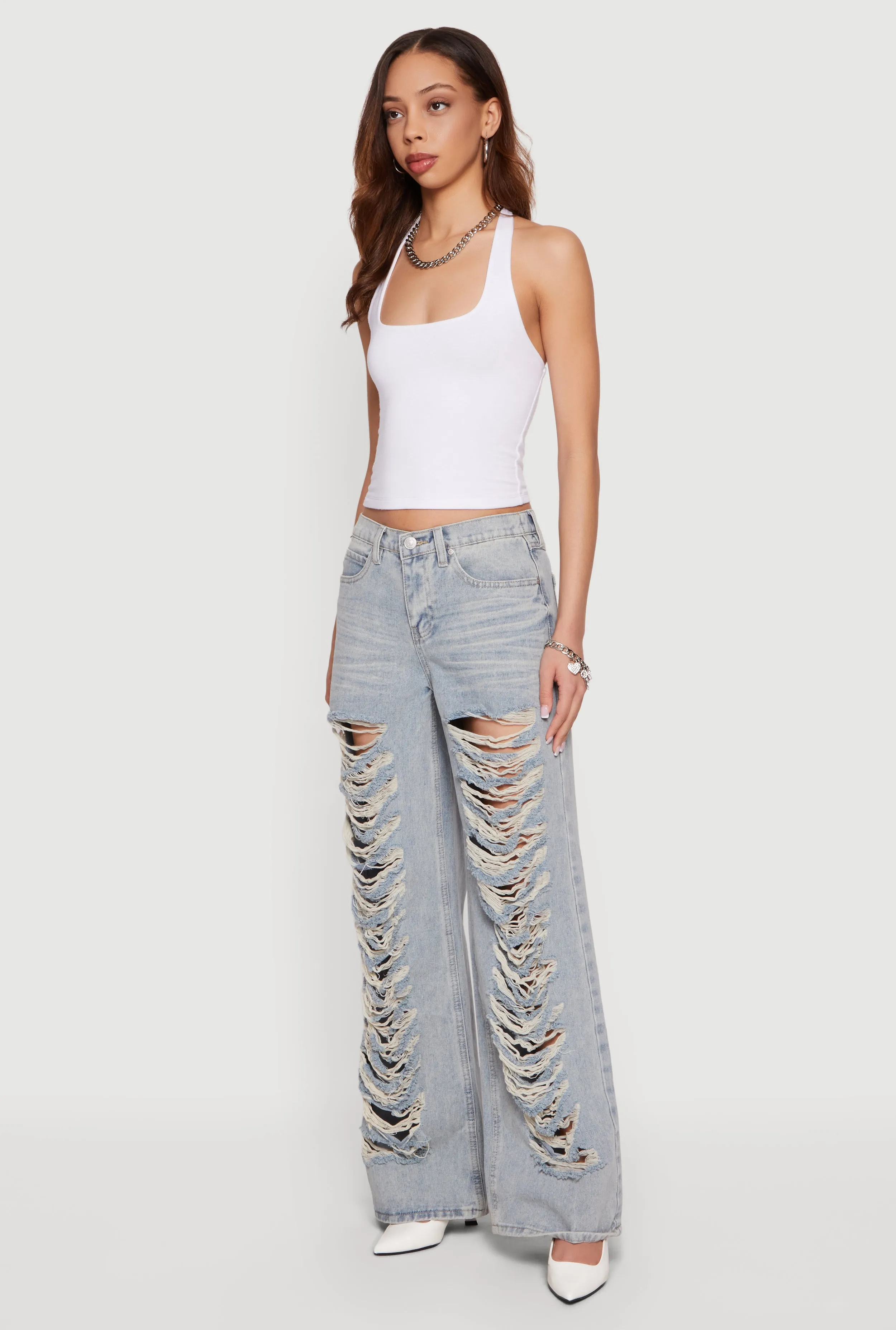 Almost Famous Mineral Wash Slashed Wide Leg Jeans sold by Rainbow product image thumbnail 2