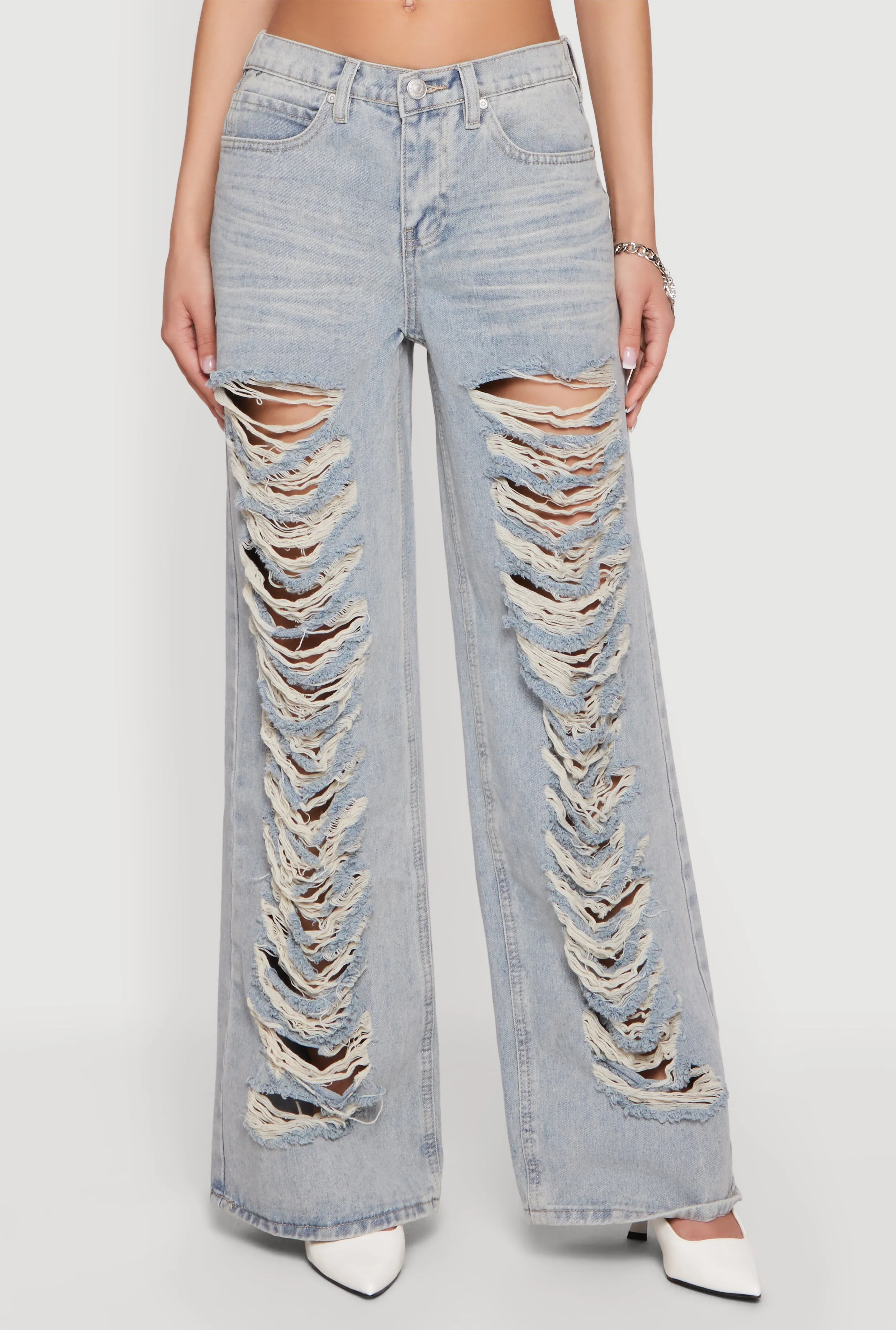 Almost Famous Mineral Wash Slashed Wide Leg Jeans sold by Rainbow product image thumbnail 3