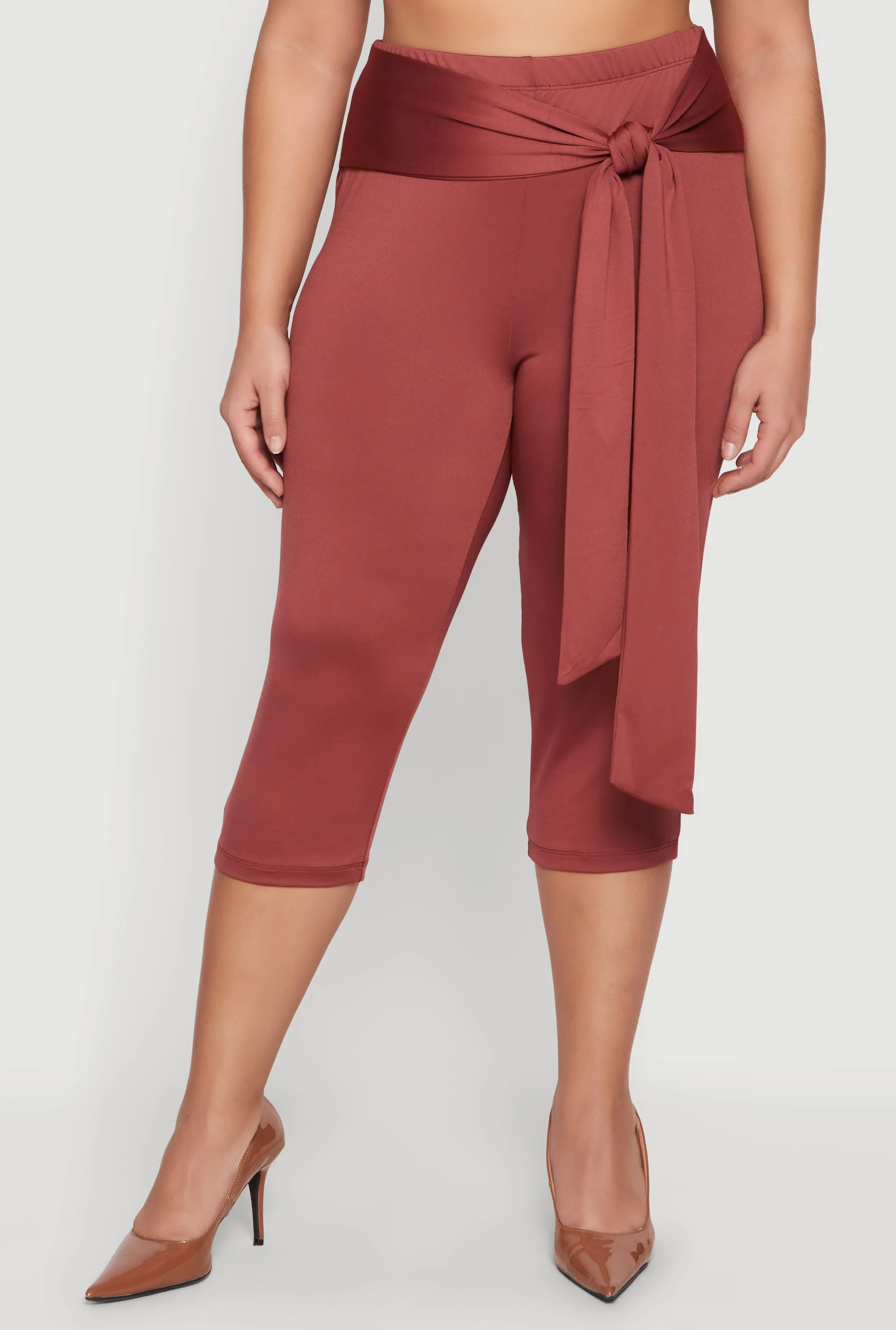 Plus Size Tie Waist Capri Leggings sold by Rainbow product image thumbnail 3