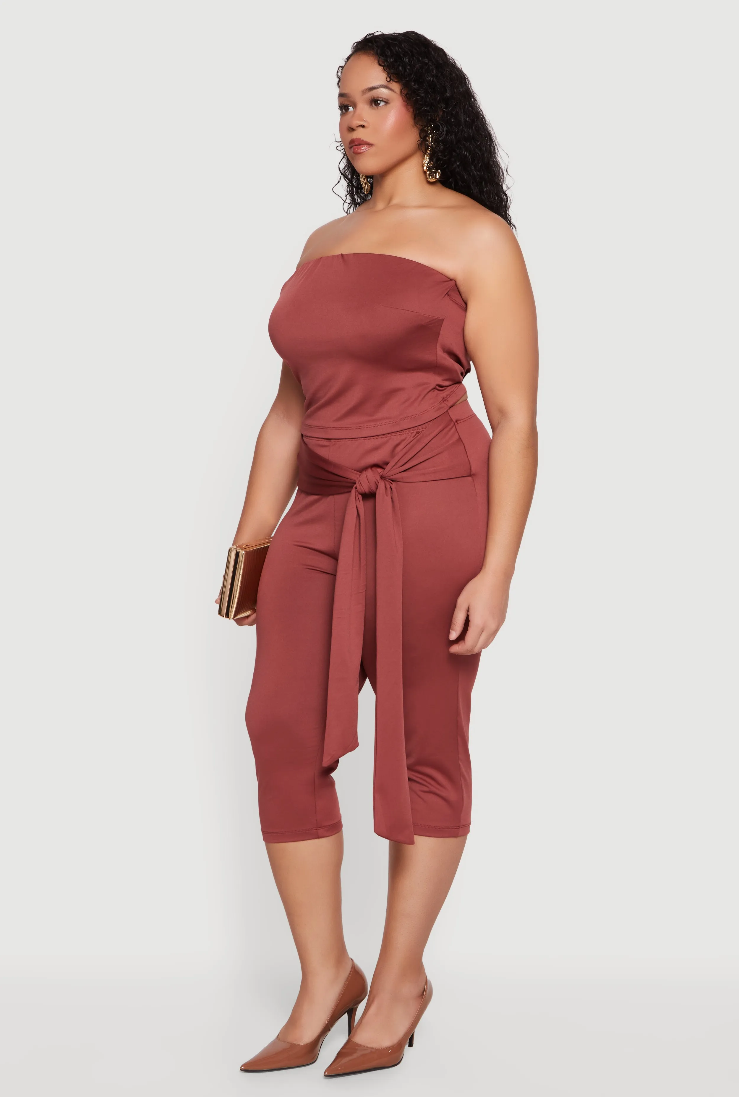 Plus Size Tie Waist Capri Leggings sold by Rainbow product image thumbnail 2