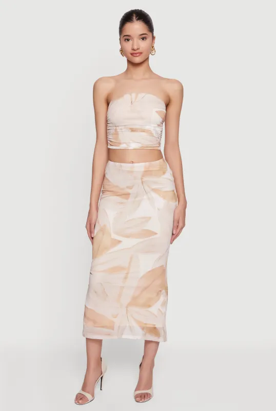 Patterned Mesh High Waisted Maxi Skirt made by iris