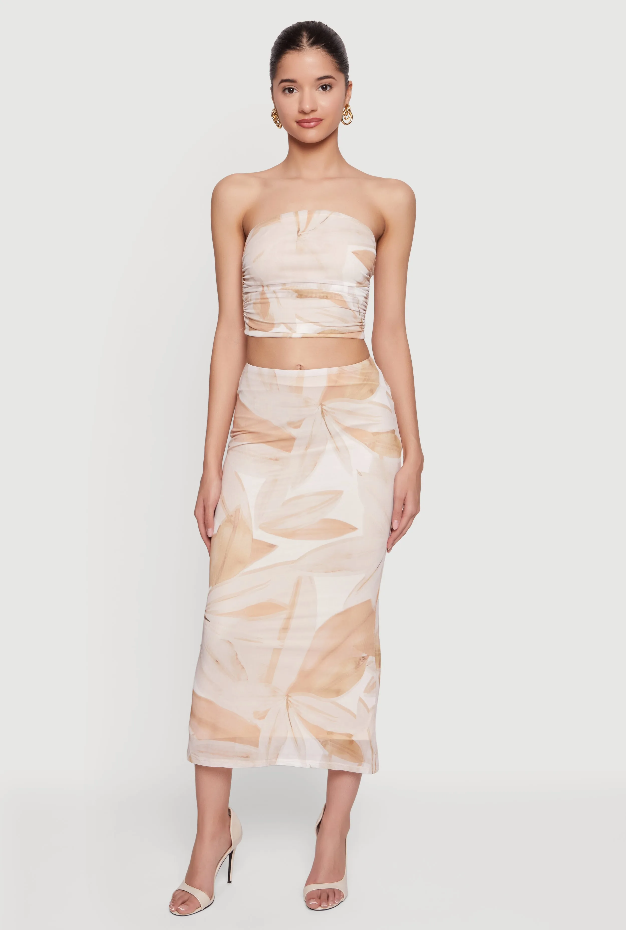 Patterned Mesh High Waisted Maxi Skirt sold by Rainbow