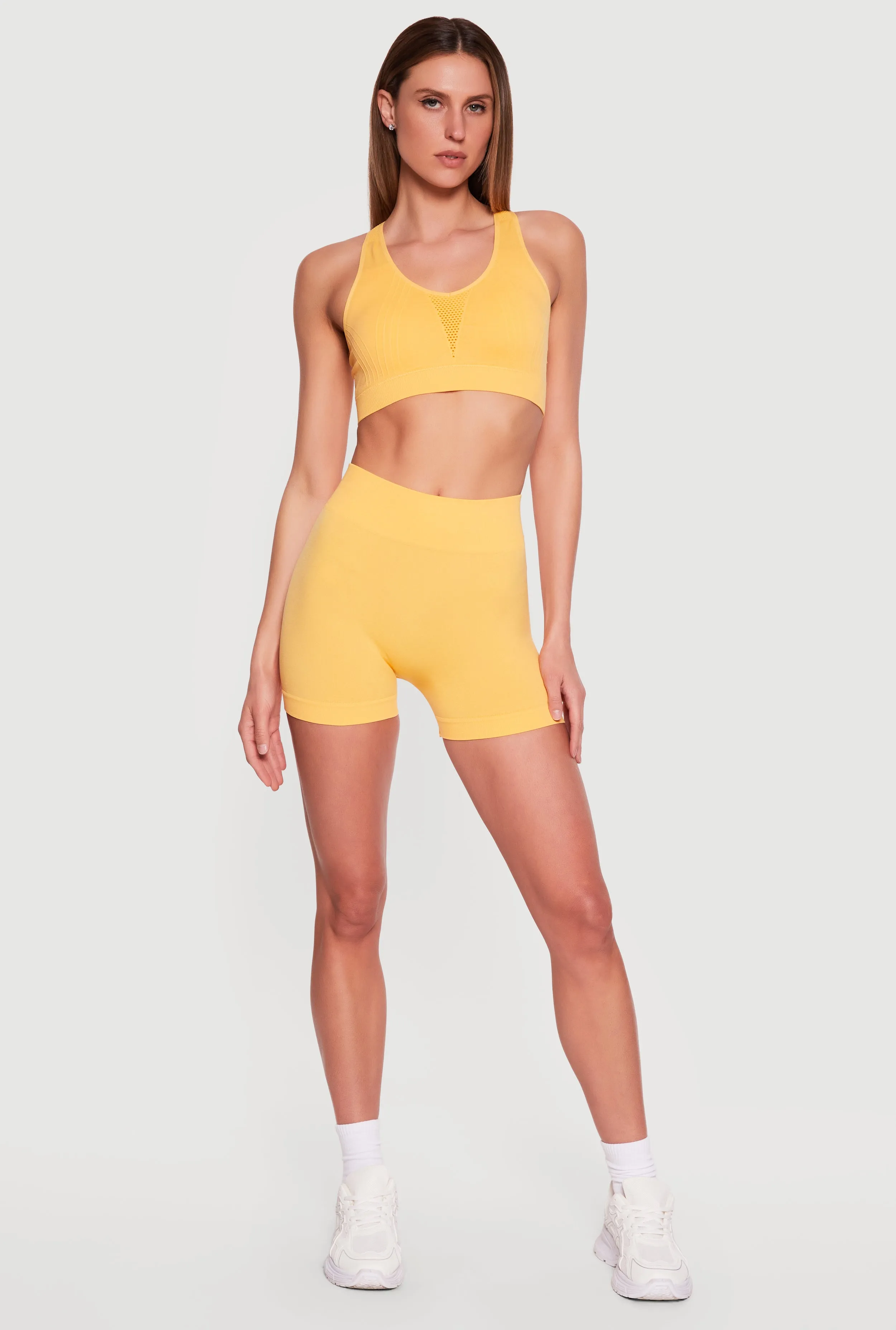 Solid Seamless High Waisted Bike Shorts sold by Rainbow