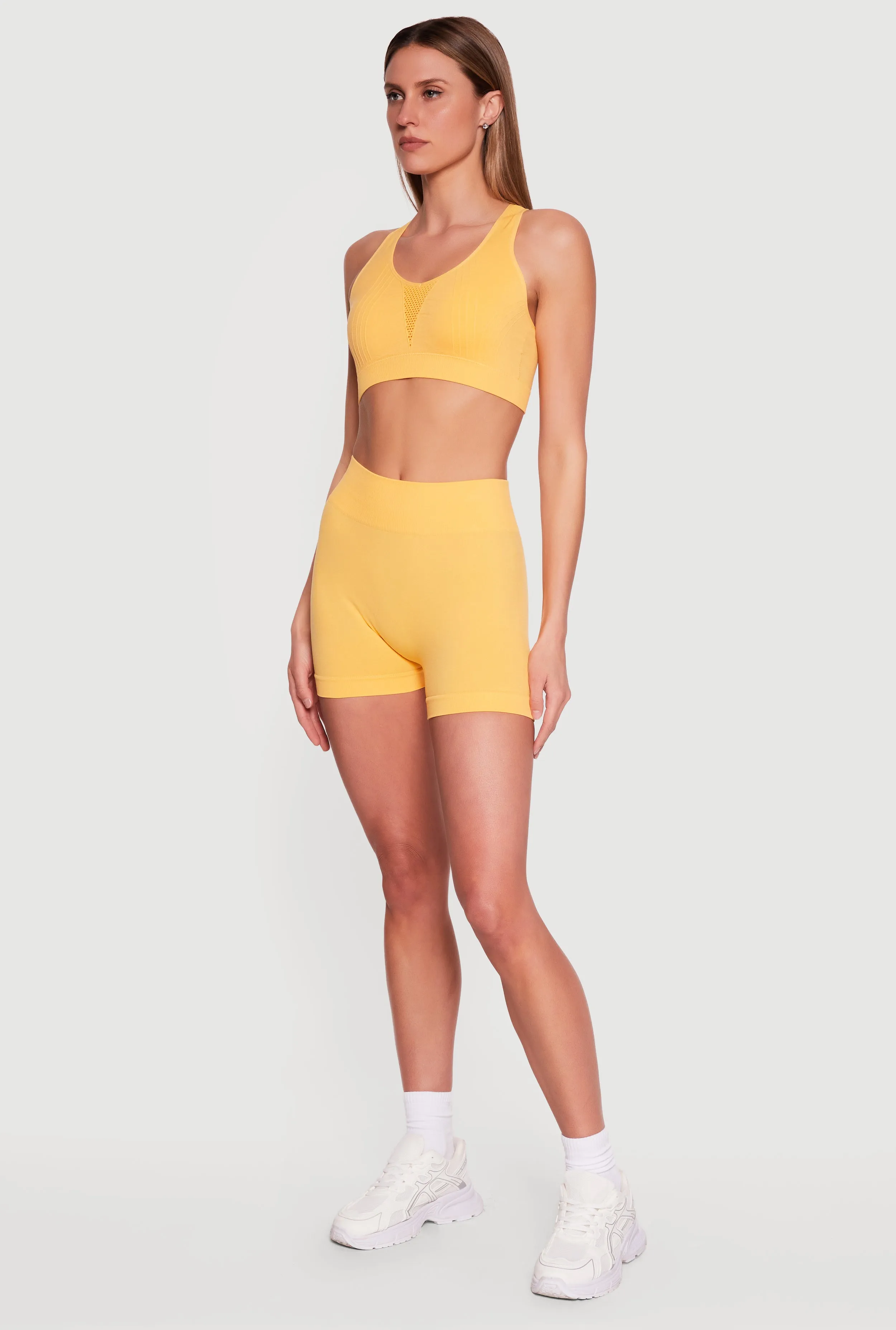 Solid Seamless High Waisted Bike Shorts sold by Rainbow product image thumbnail 2