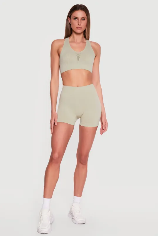 Solid Seamless High Waisted Bike Shorts made by Rainbow