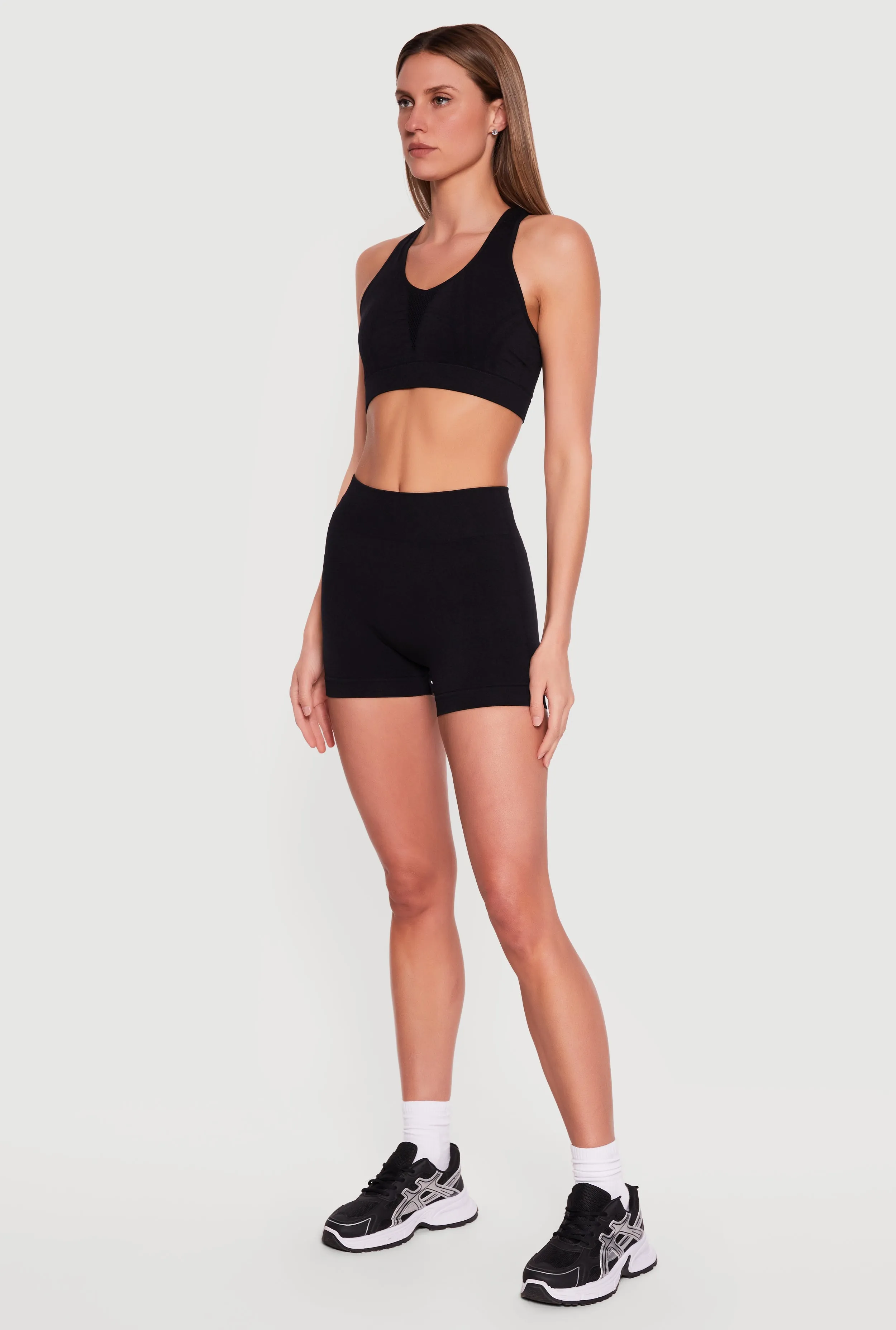 Solid Seamless High Waisted Bike Shorts sold by Rainbow product image thumbnail 2