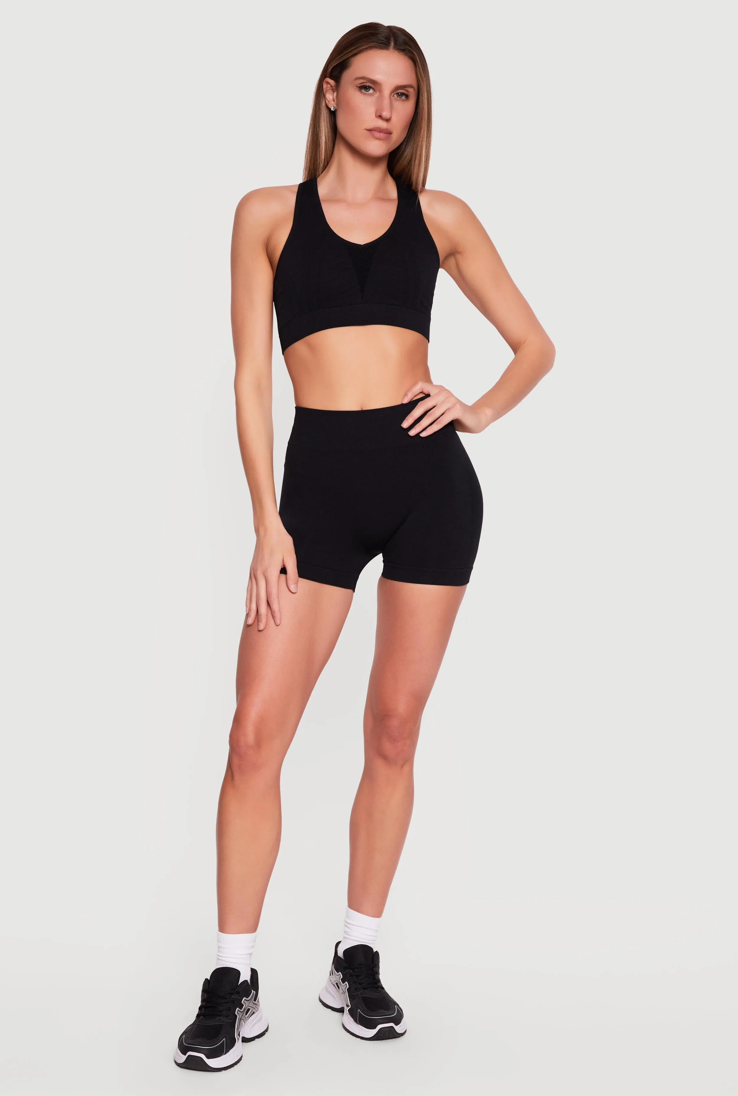 Solid Seamless High Waisted Bike Shorts sold by Rainbow