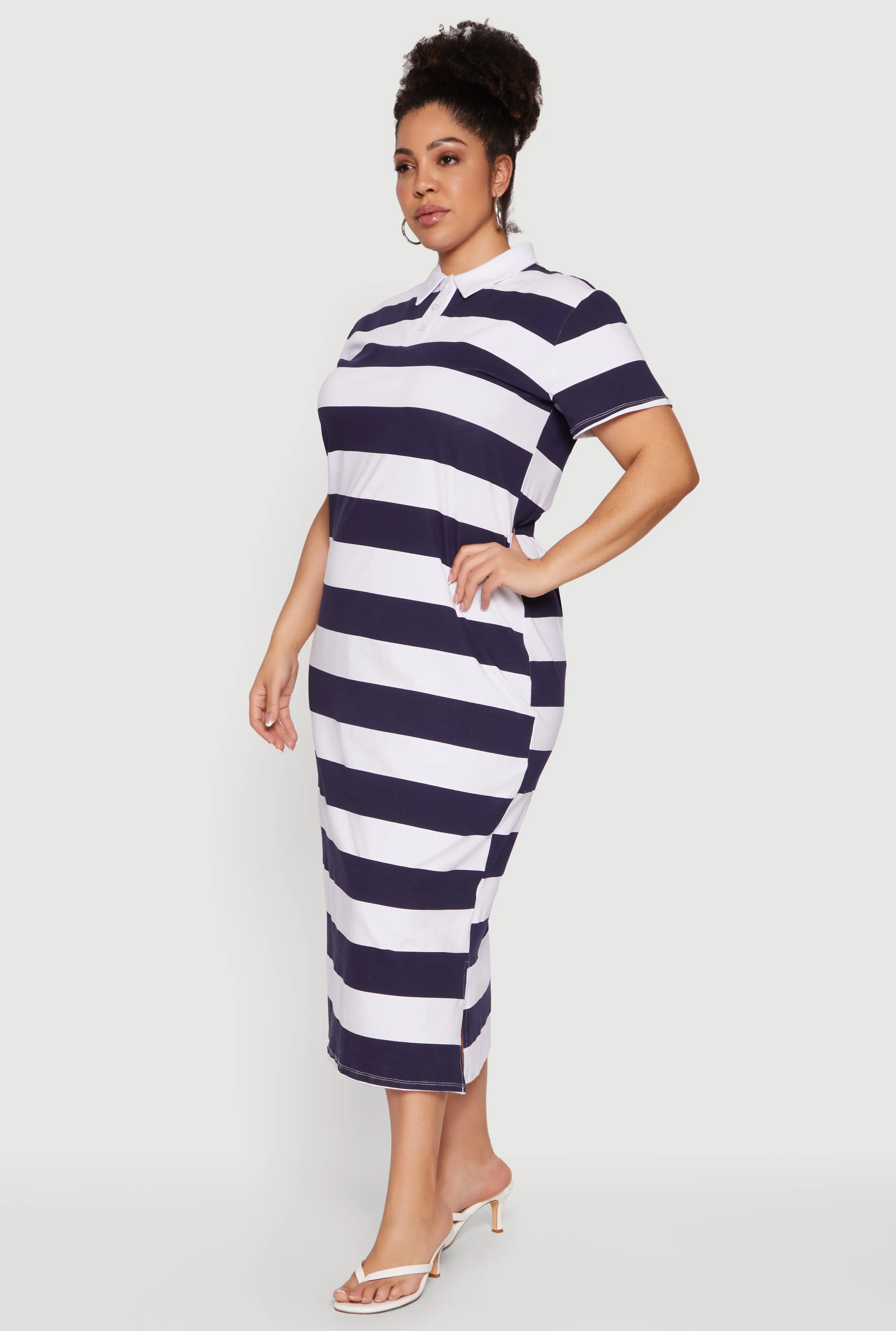 Plus Size Striped Polo Midi Dress sold by Rainbow product image thumbnail 2