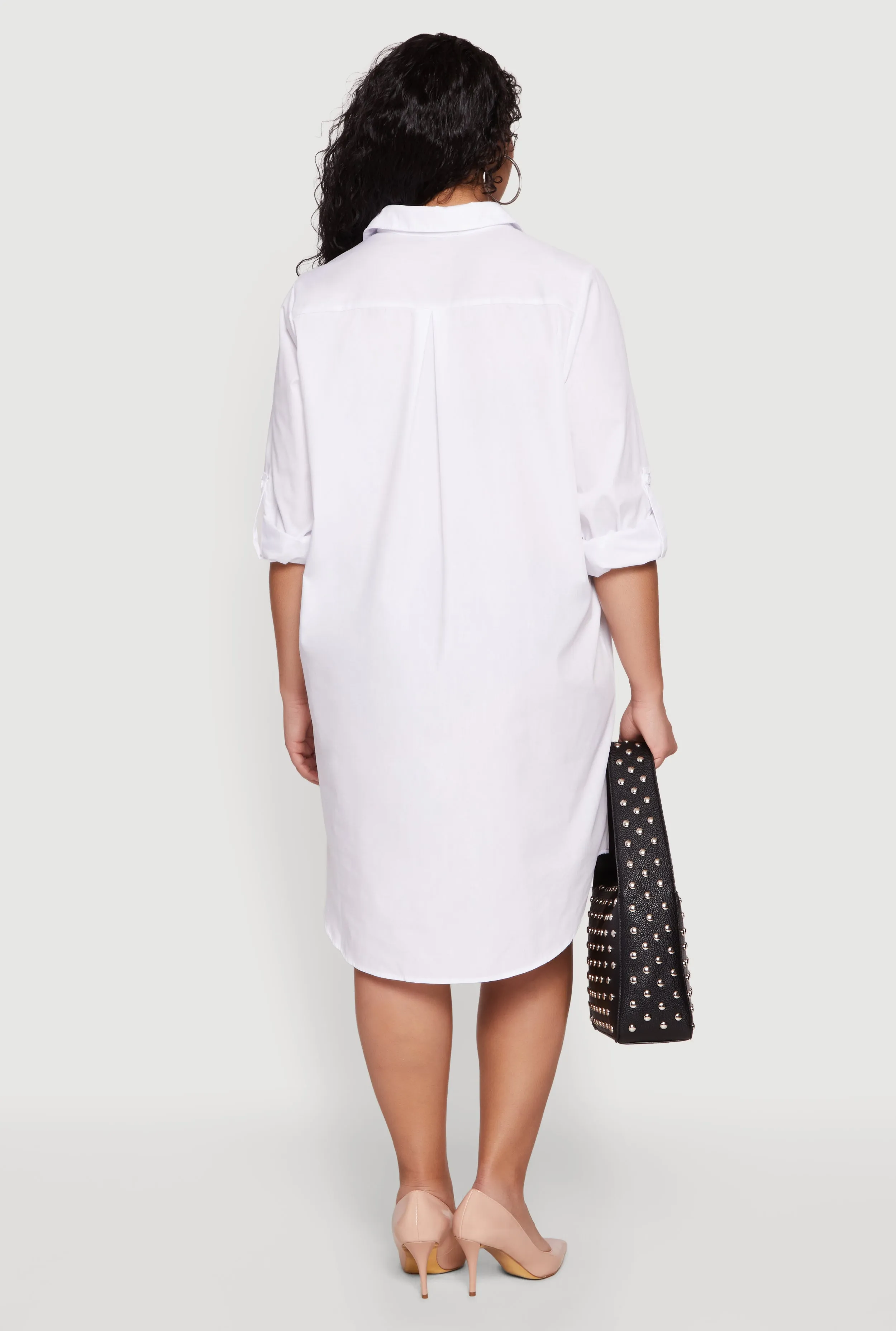 Plus Size Poplin Tabbed Sleeve Shirt Dress sold by Rainbow product image thumbnail 3