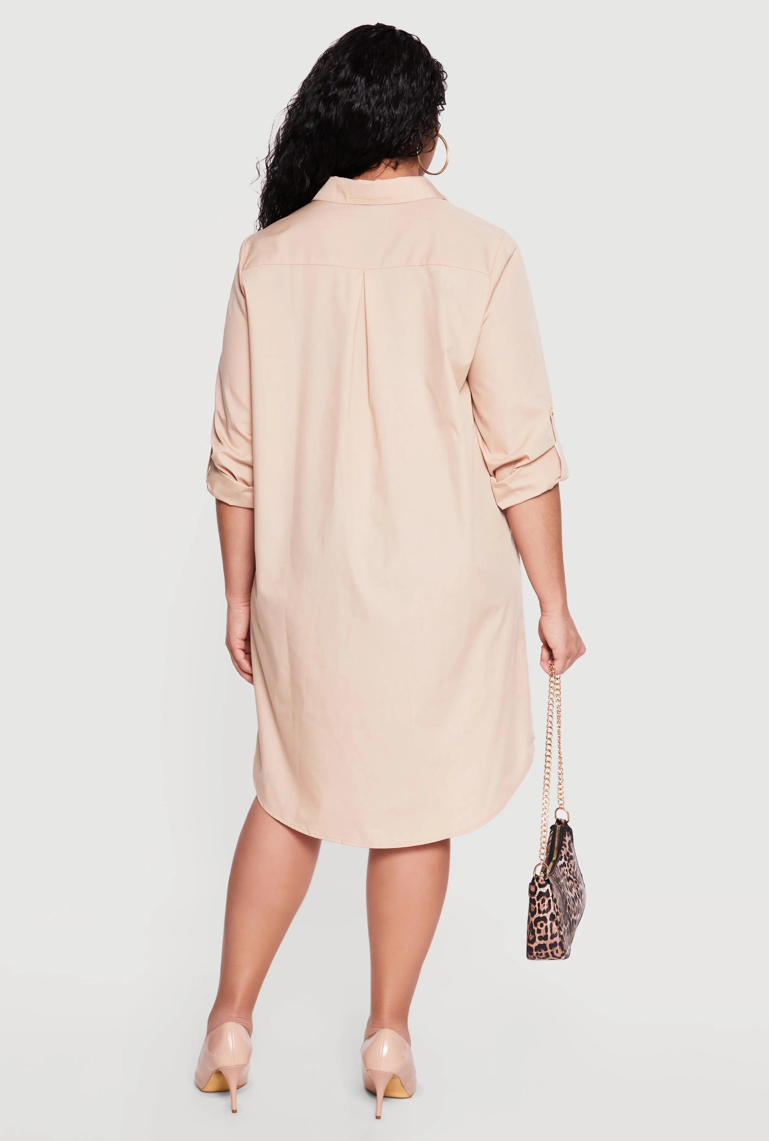 Plus Size Poplin Tabbed Sleeve Shirt Dress sold by Rainbow product image thumbnail 3