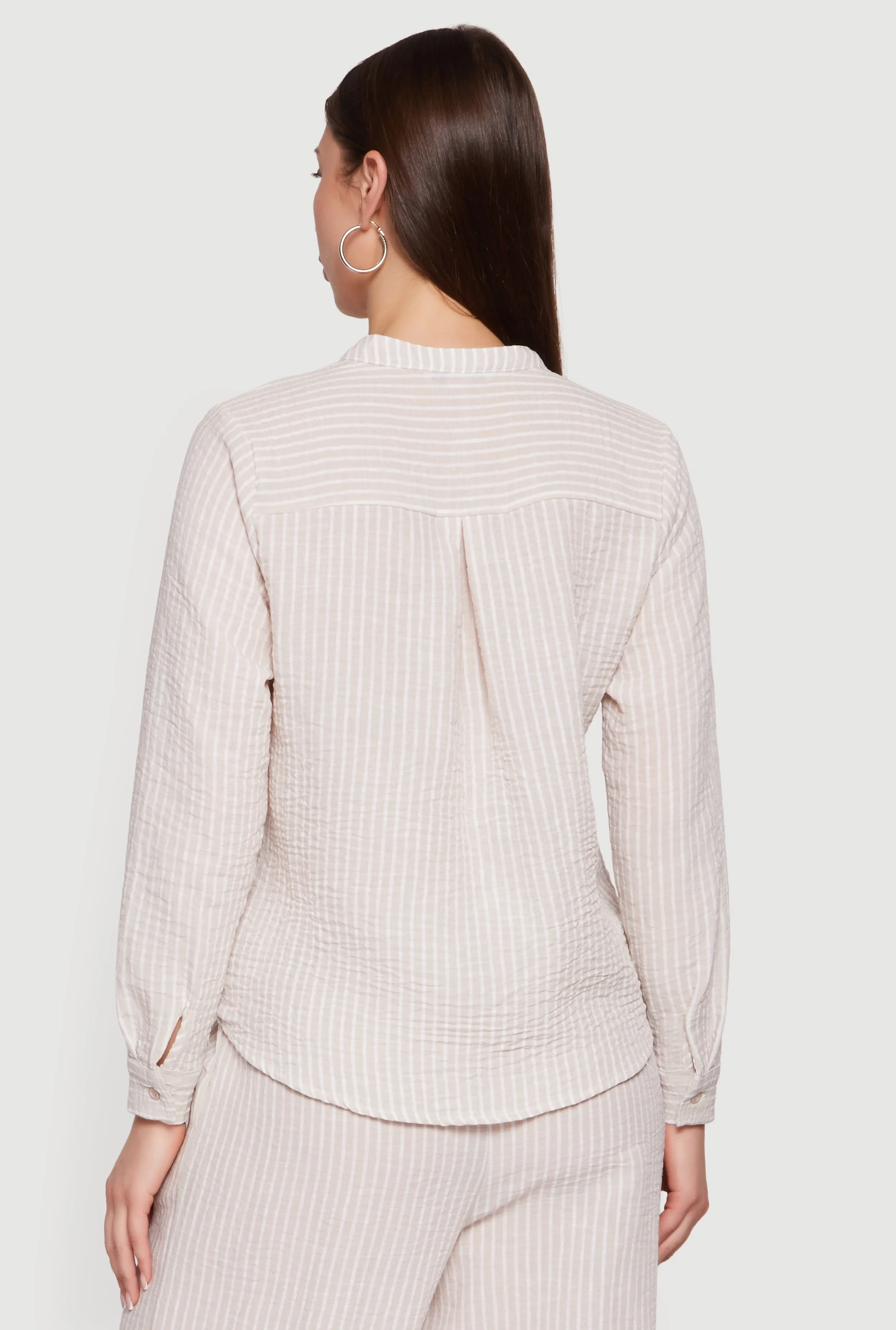 Striped Notch Neck Button Front Shirt sold by Rainbow product image thumbnail 5