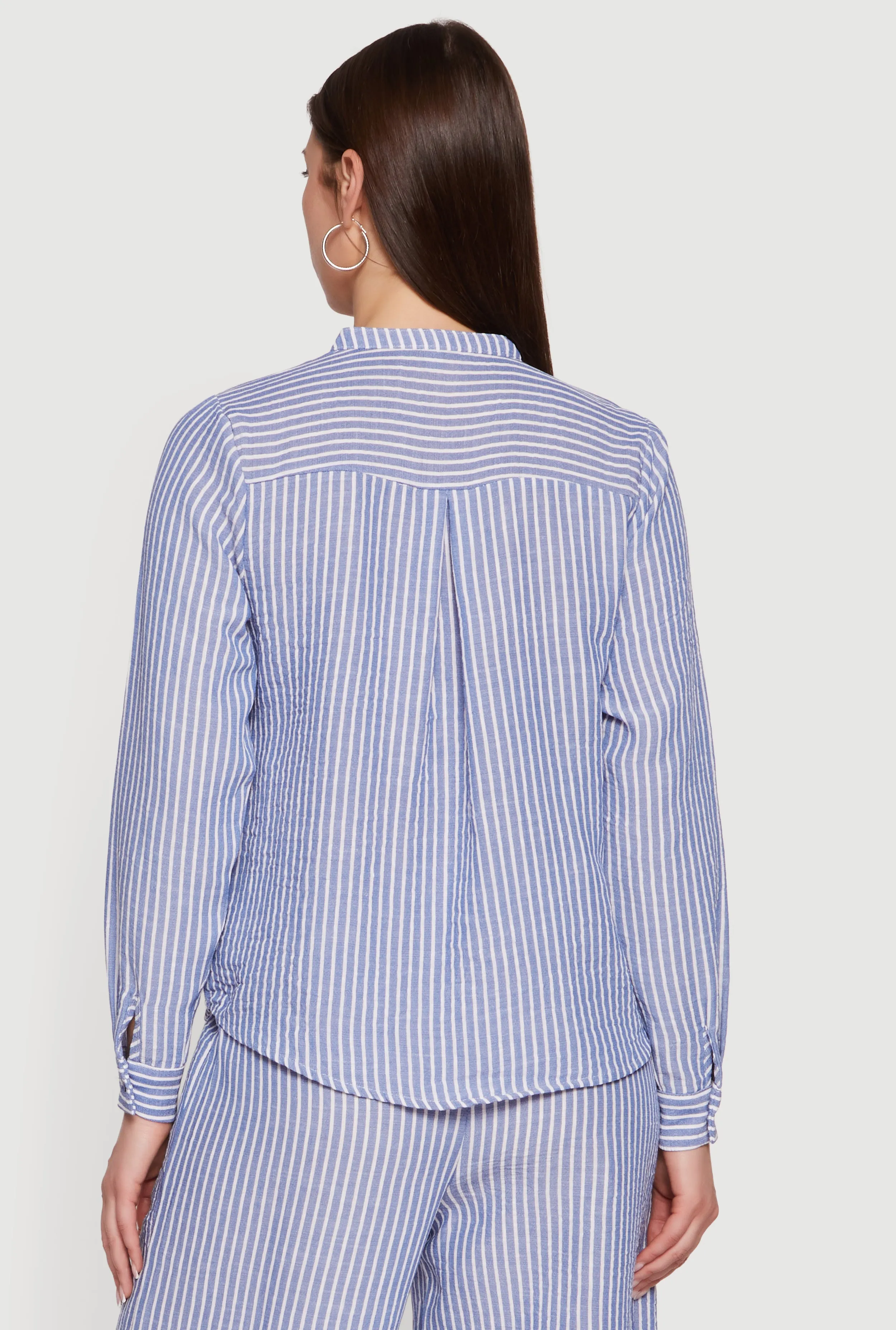 Striped Notch Neck Button Front Shirt sold by Rainbow product image thumbnail 5