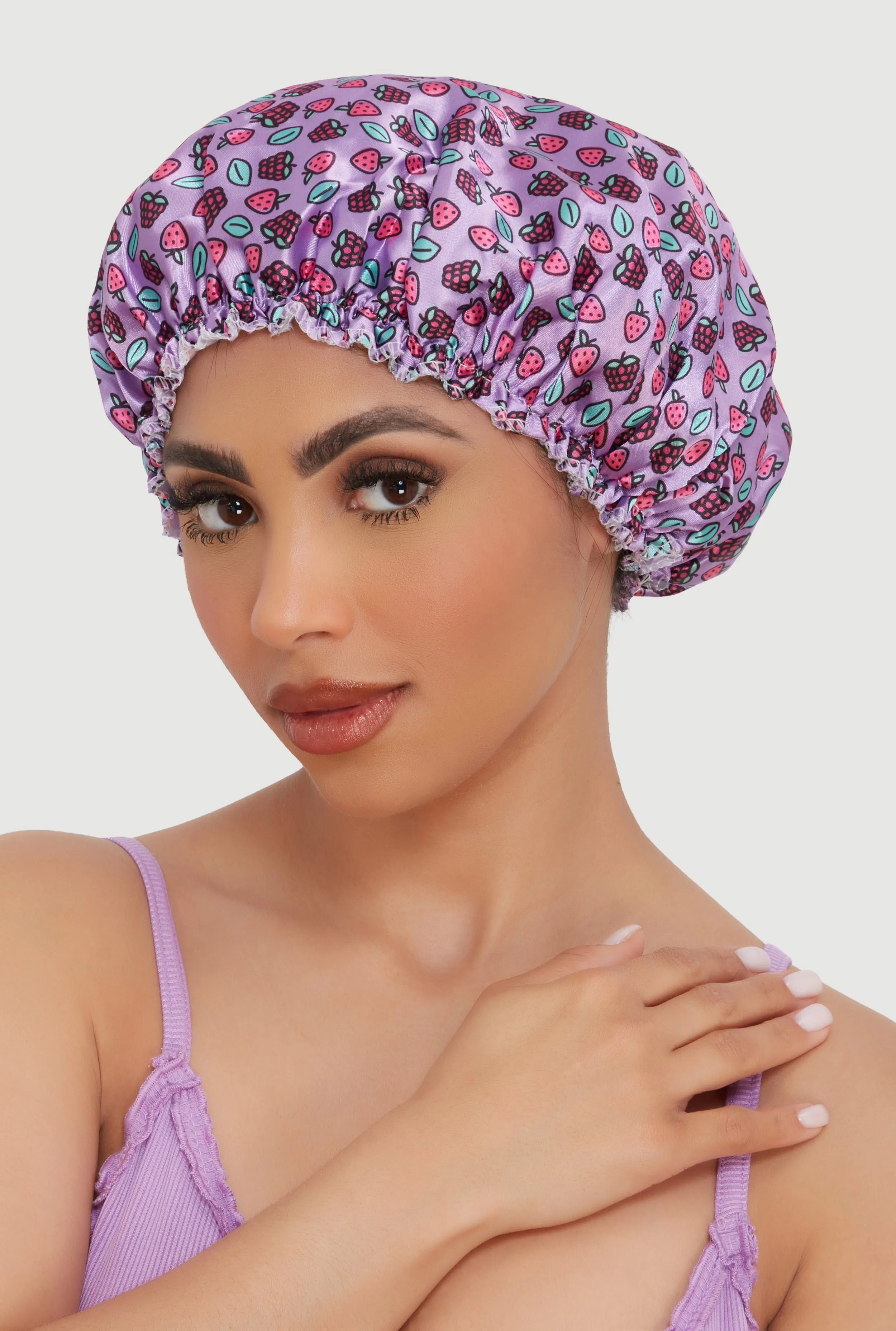 Turban Head Wrap and Berry Print Shower Cap sold by Rainbow product image thumbnail 2