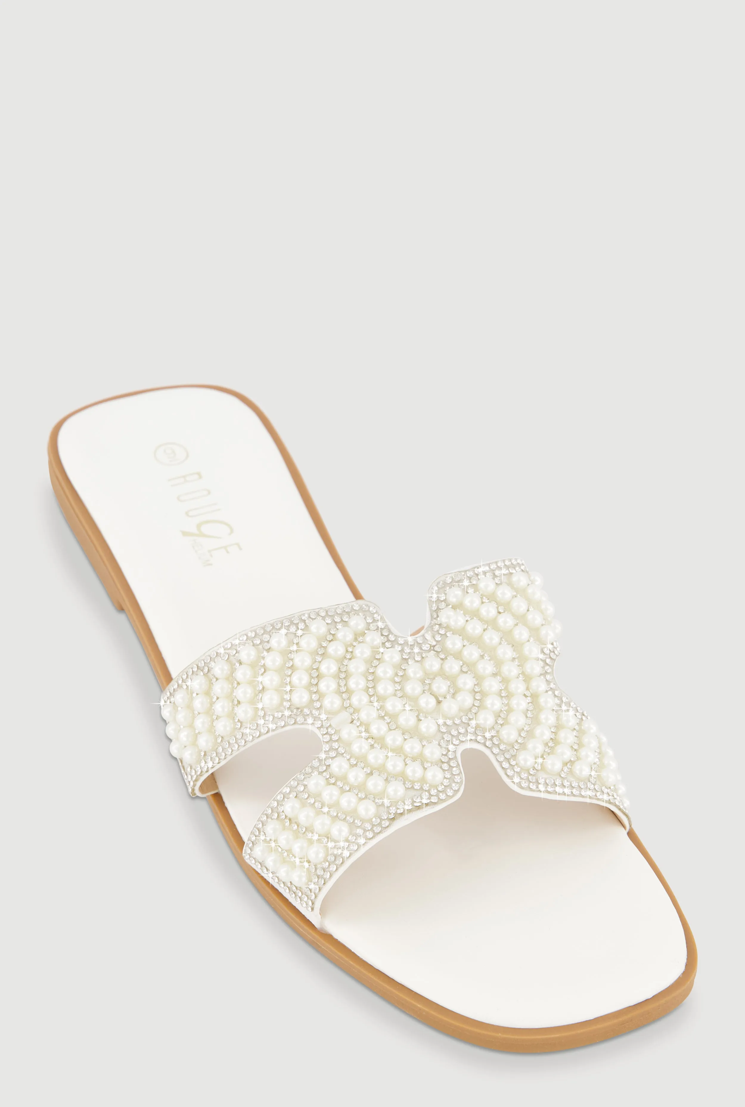 Faux Pearl H Band Slide Sandals with Rhinestones sold by Rainbow product image thumbnail 2