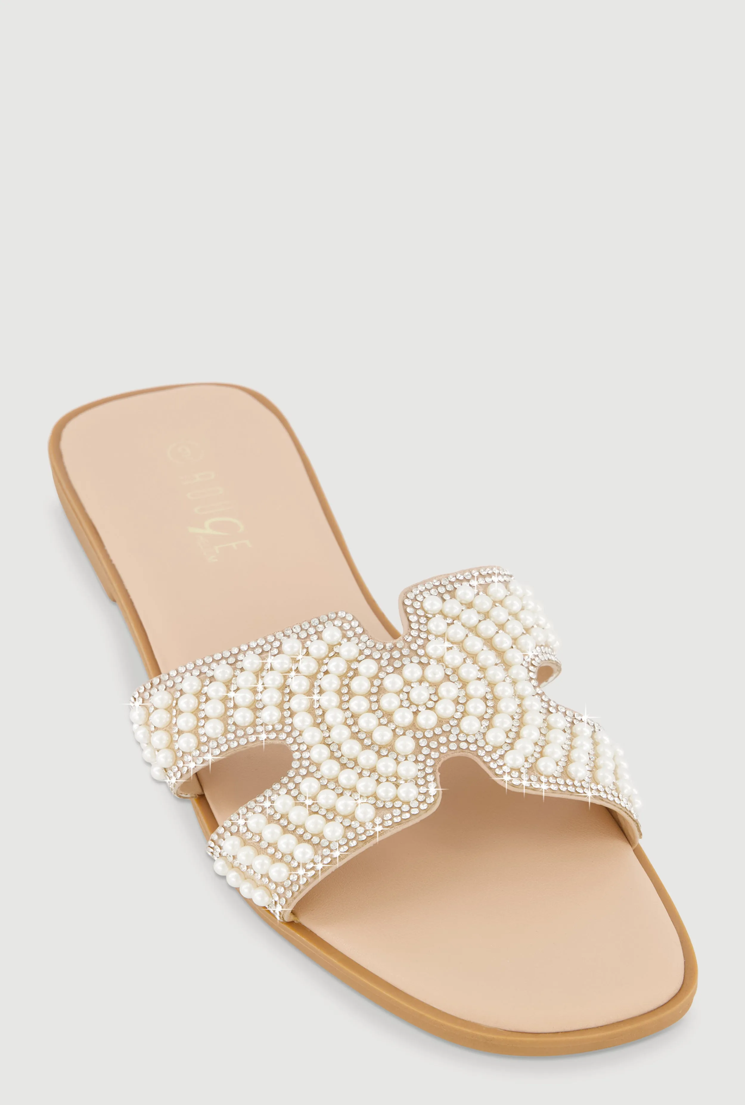 Faux Pearl H Band Slide Sandals with Rhinestones sold by Rainbow product image thumbnail 3