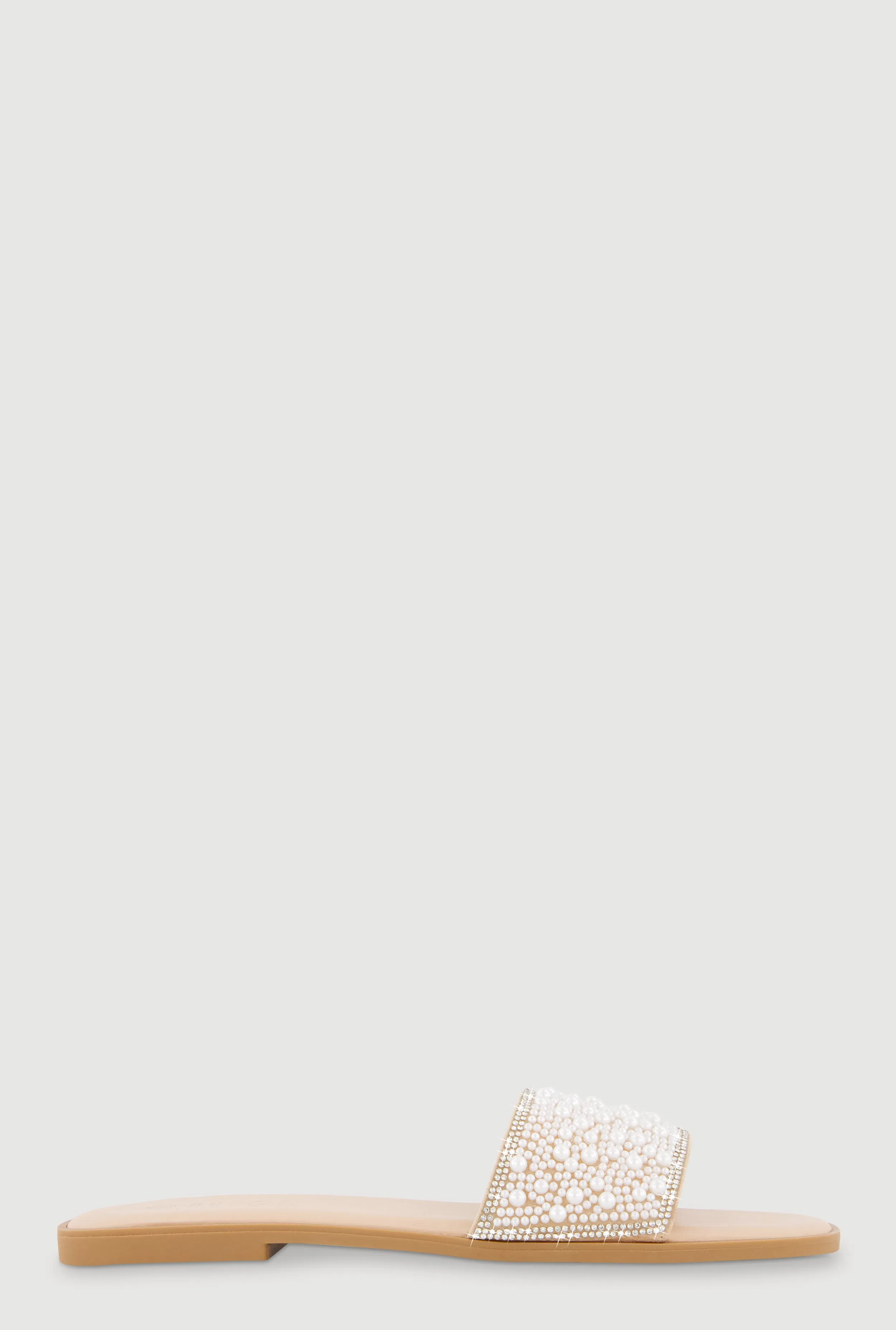 Faux Pearl Band Slide Sandals with Rhinestones sold by Rainbow product image thumbnail 2