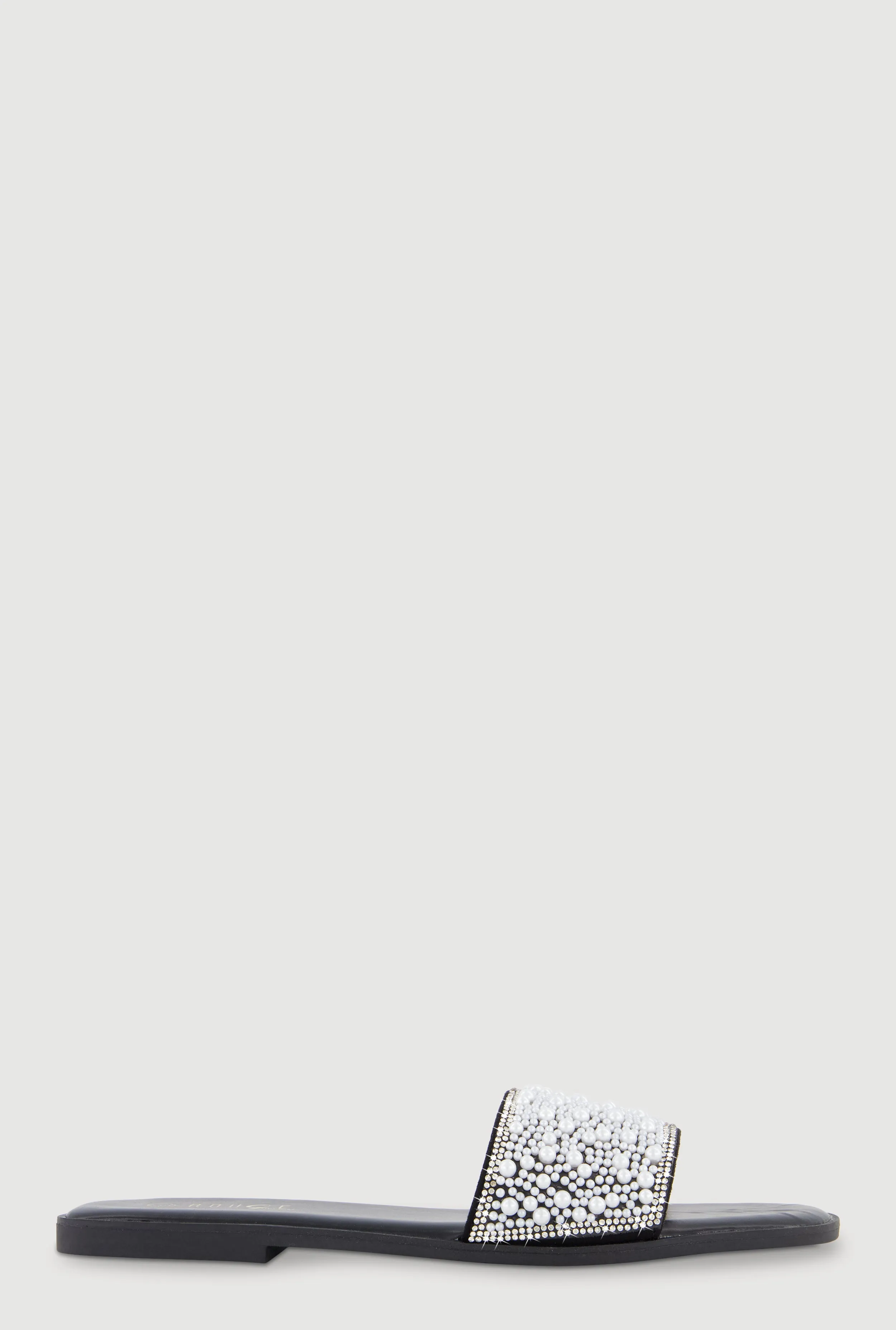 Faux Pearl Band Slide Sandals with Rhinestones sold by Rainbow product image thumbnail 2