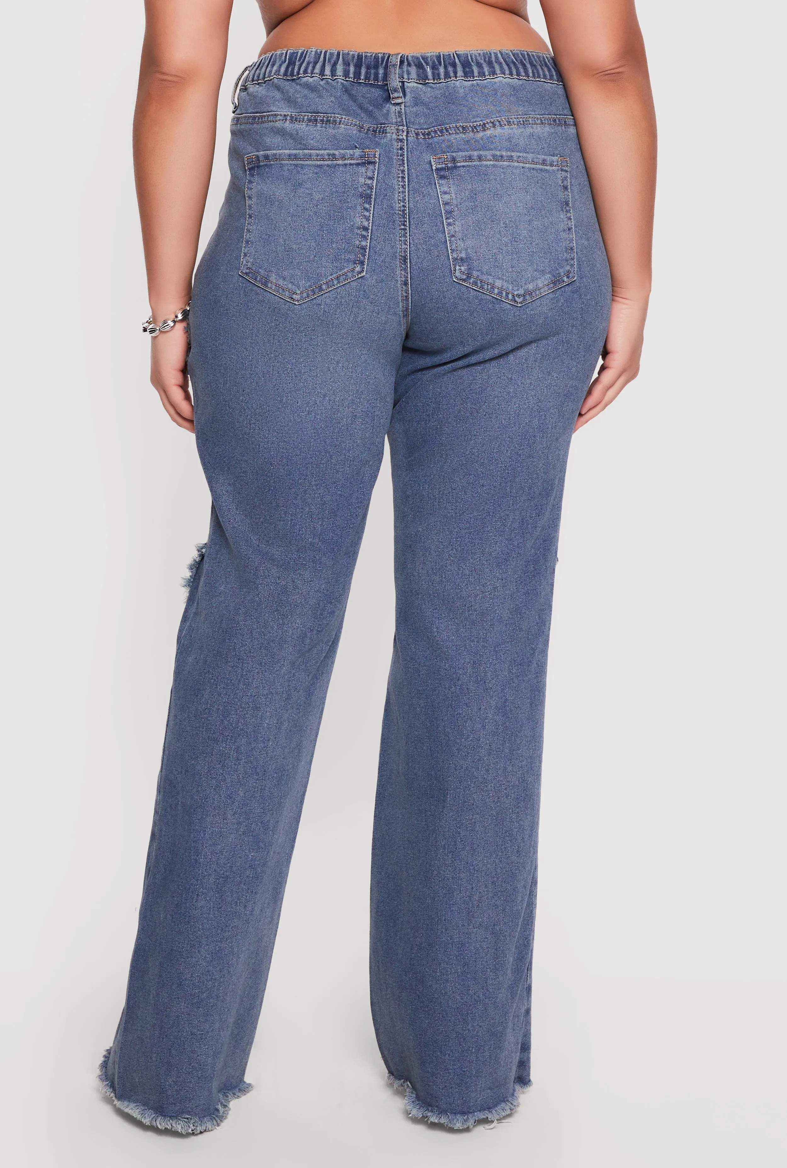 Plus Size Whiskered Frayed Detail Flare Leg Jeans sold by Rainbow product image thumbnail 5