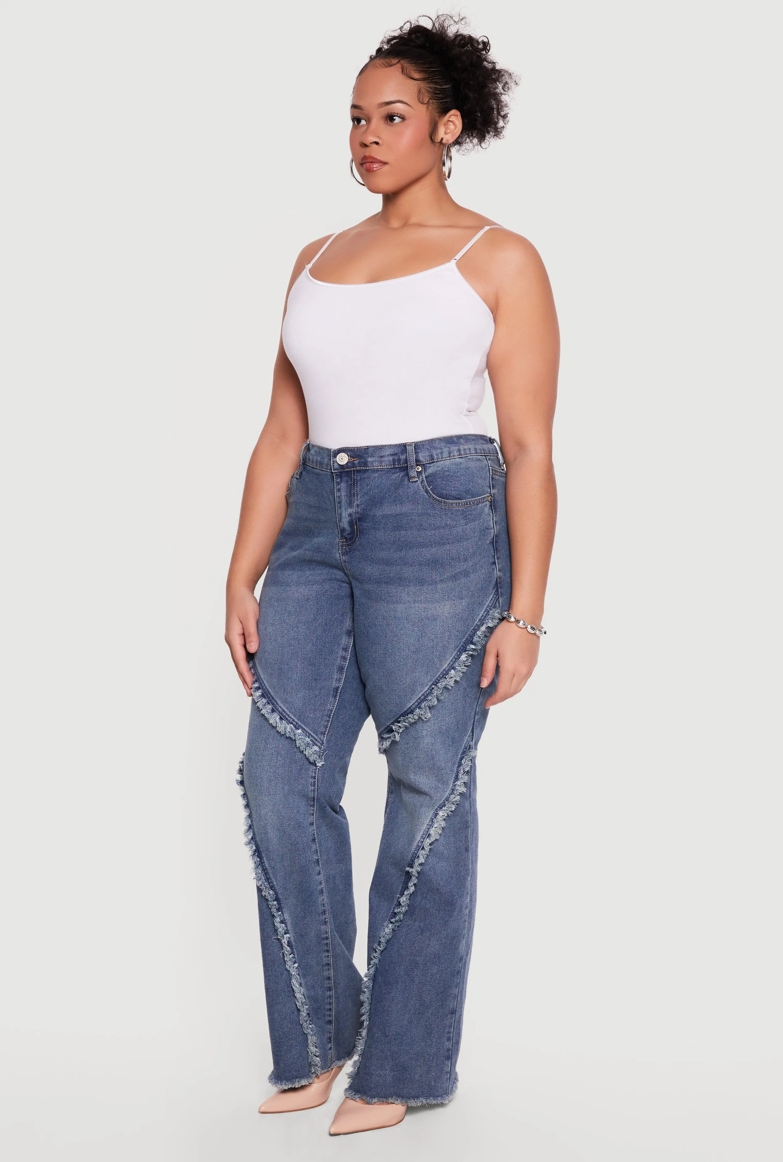 Plus Size Whiskered Frayed Detail Flare Leg Jeans sold by Rainbow product image thumbnail 2