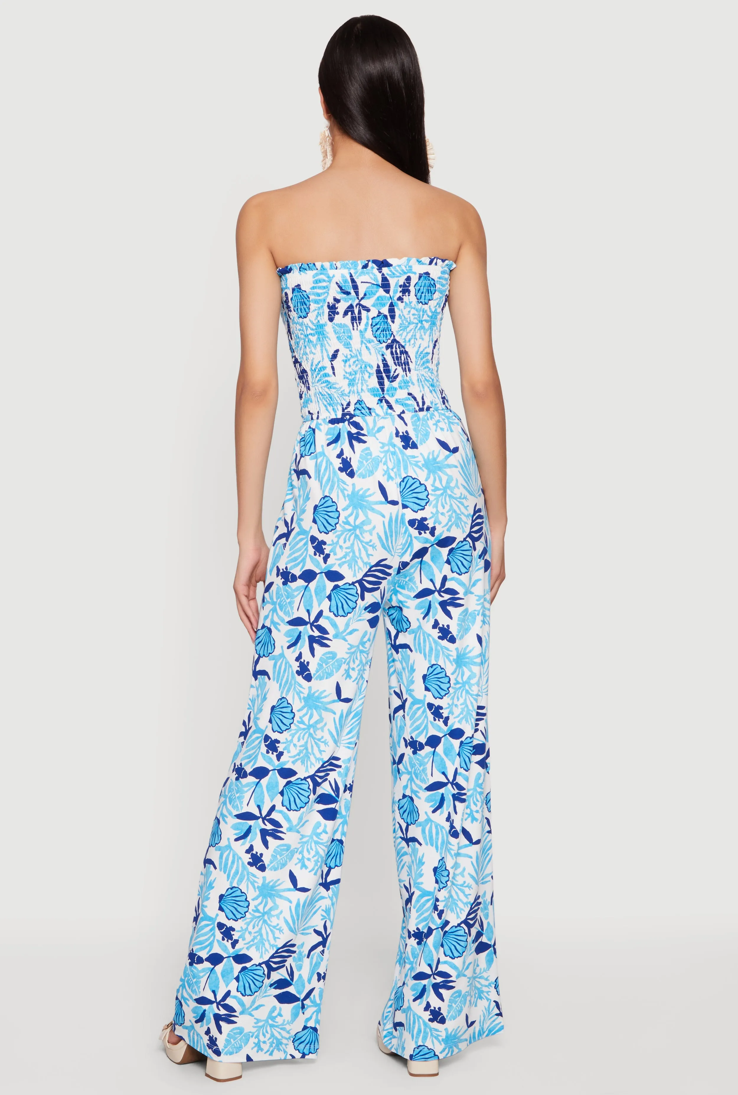 Tropical Print Smocked Tube Jumpsuit sold by Rainbow product image thumbnail 3