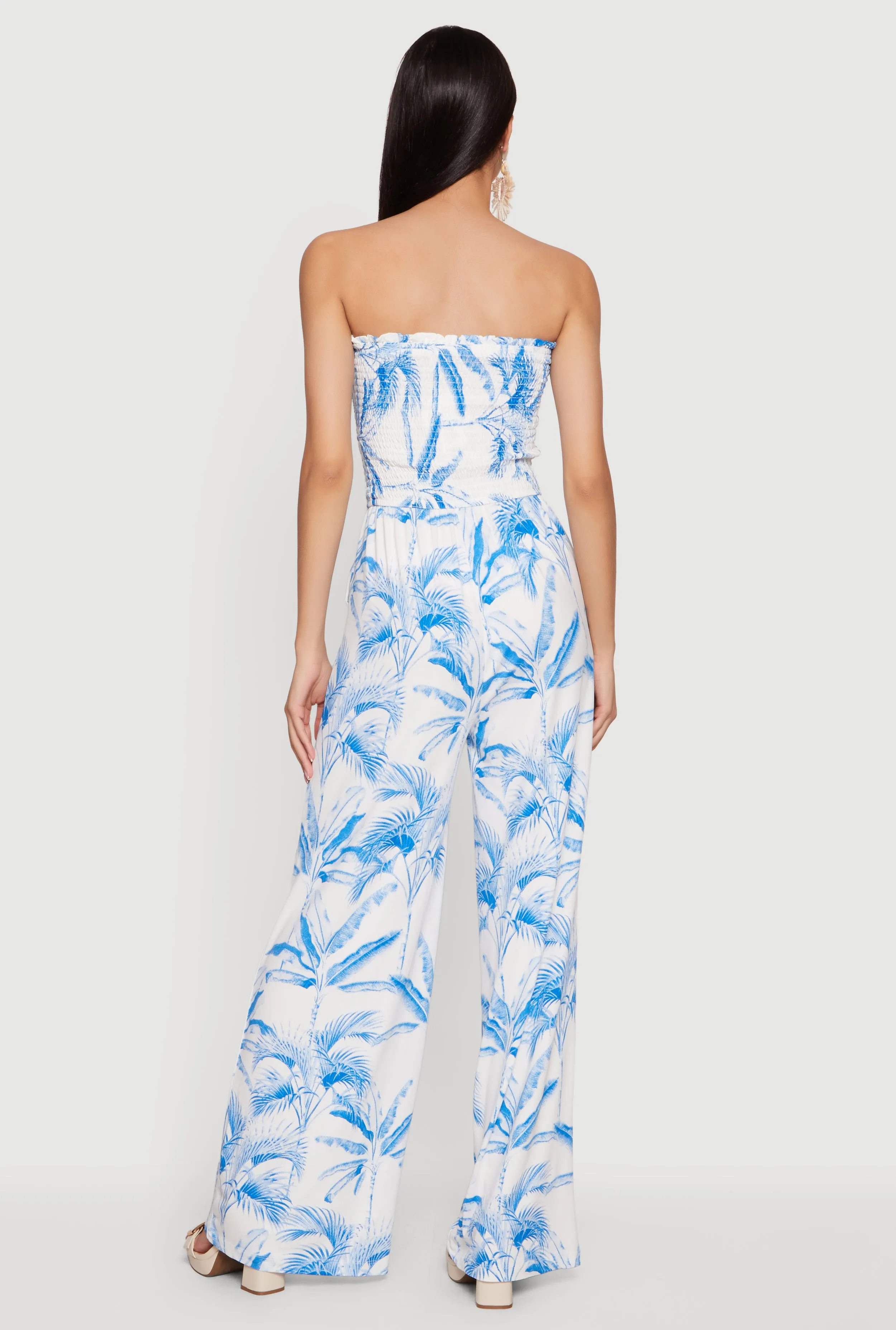 Palm Tree Print Smocked Tube Jumpsuit sold by Rainbow product image thumbnail 3