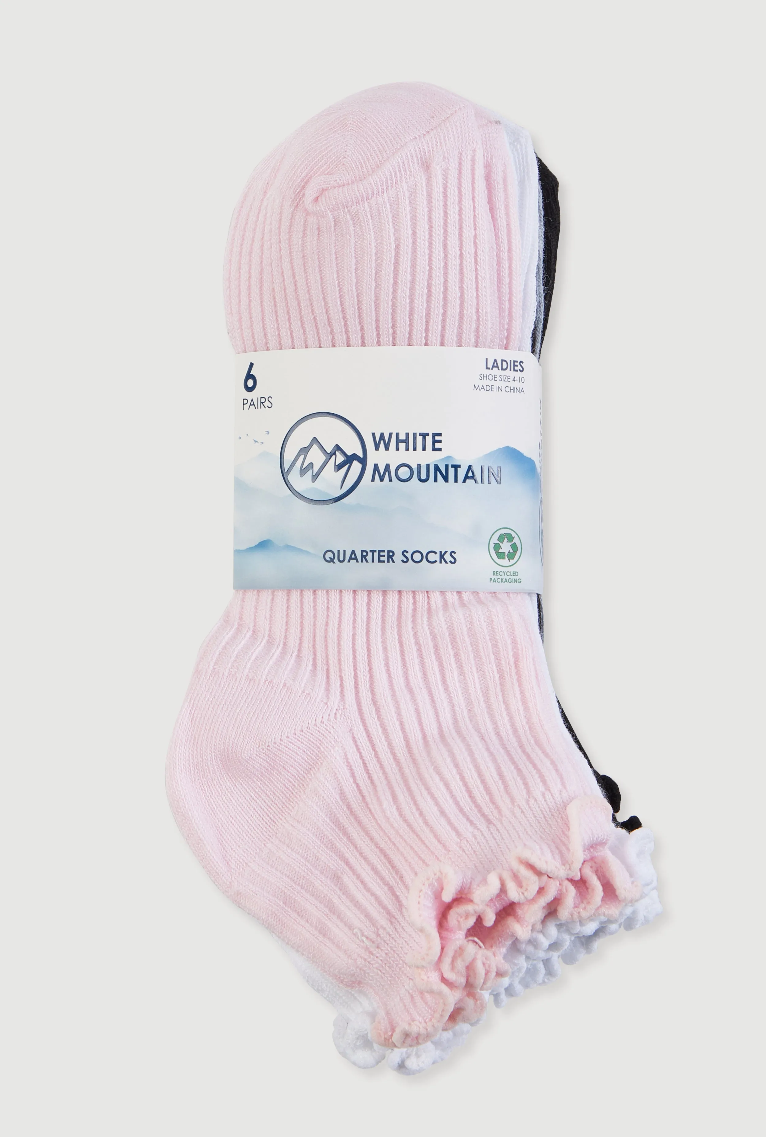 Assorted Lettuce Edge Quarter Socks 6 Pack Size 4-10 sold by Rainbow product image thumbnail 3