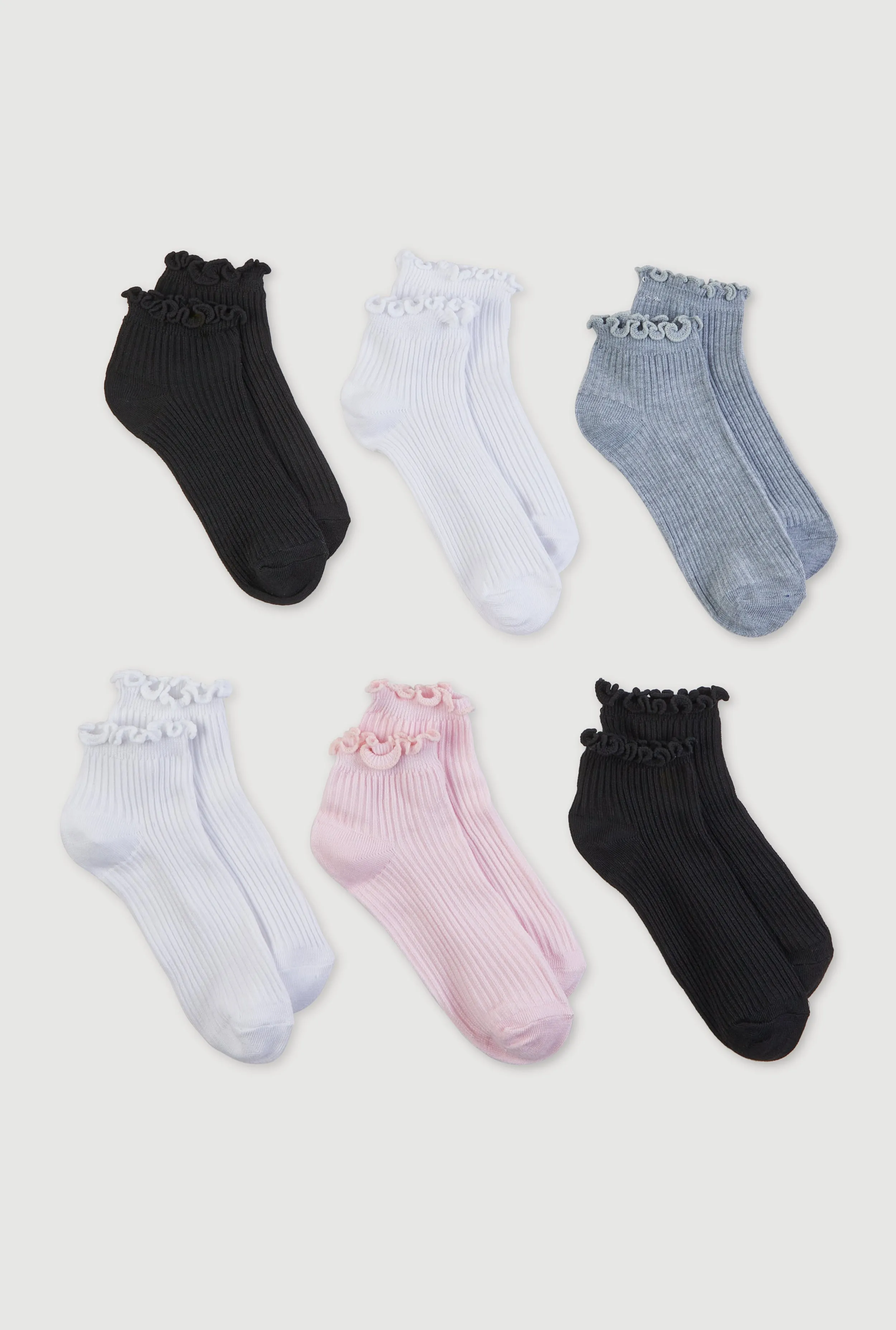 Assorted Lettuce Edge Quarter Socks 6 Pack Size 4-10 sold by Rainbow product image thumbnail 2