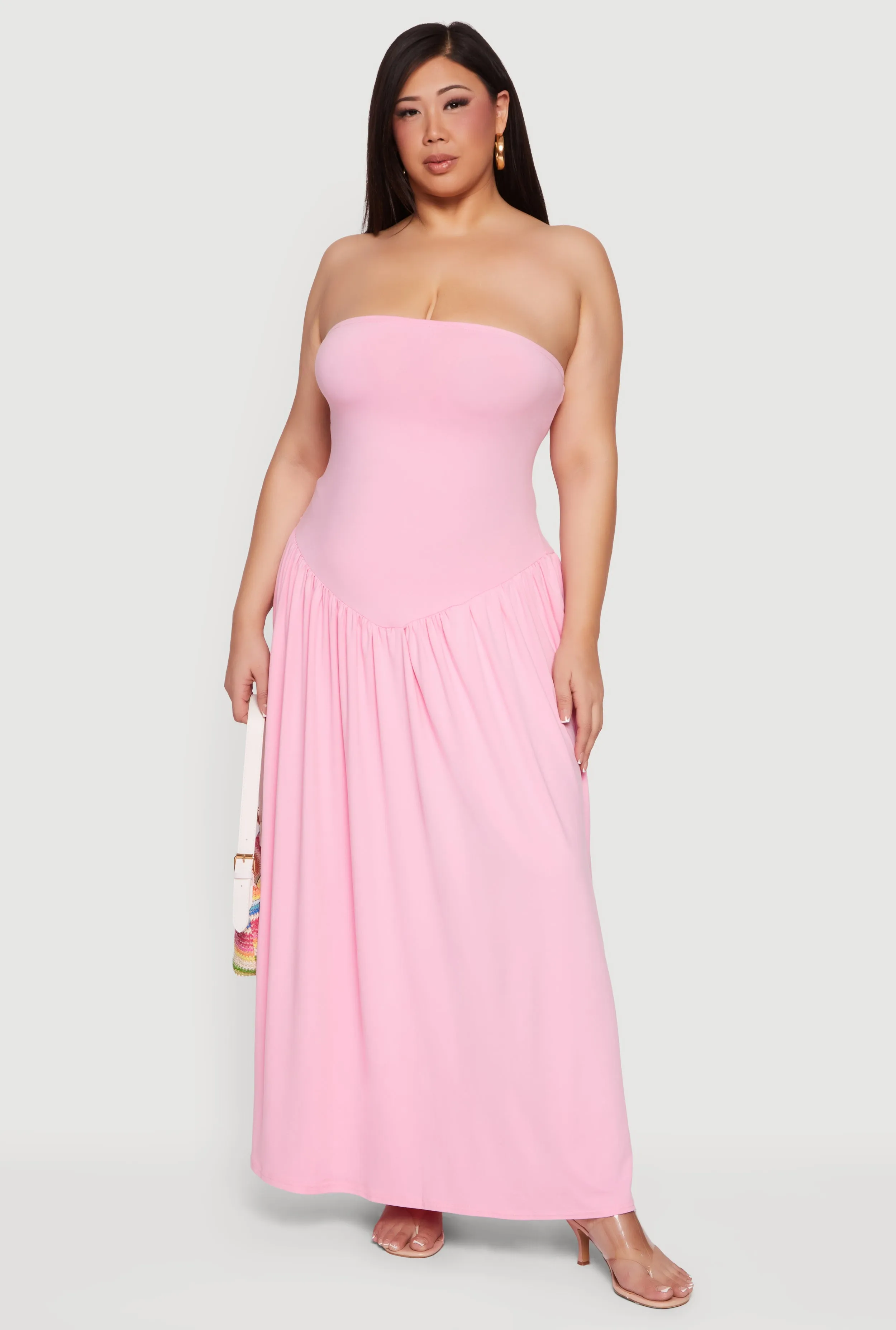 Plus Size Strapless Maxi Fit and Flare Dress sold by Rainbow