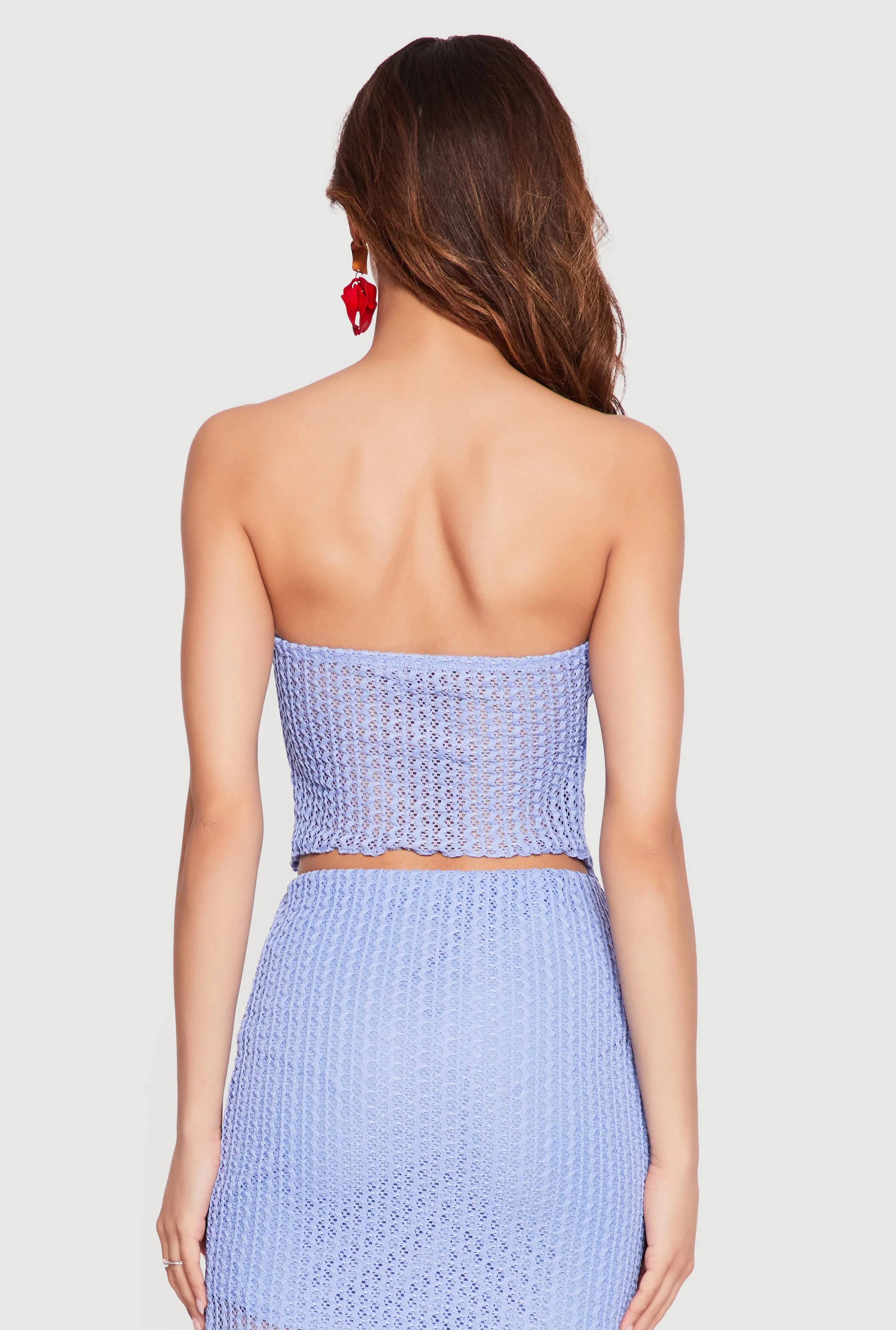 Textured Knit Drawstring Keyhole Crop Tube Top sold by Rainbow product image thumbnail 5