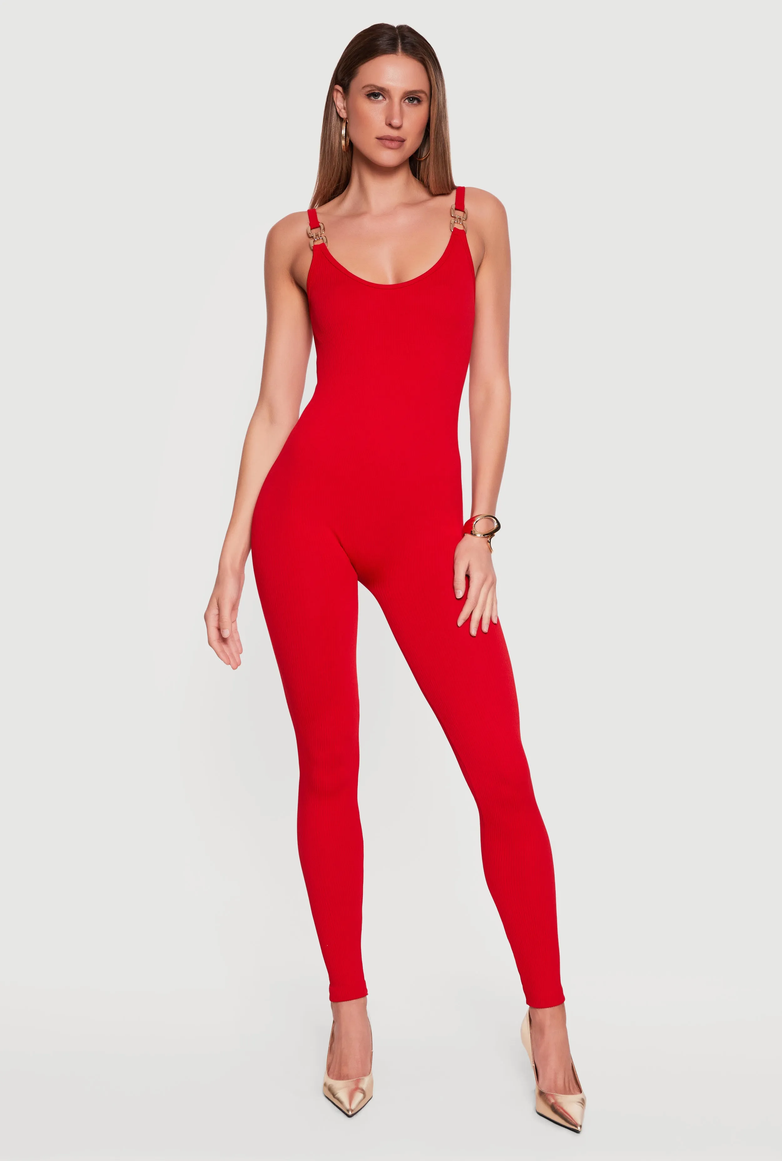 Metallic Buckle Strap Scoop Neck Catsuit sold by Rainbow product image thumbnail 2