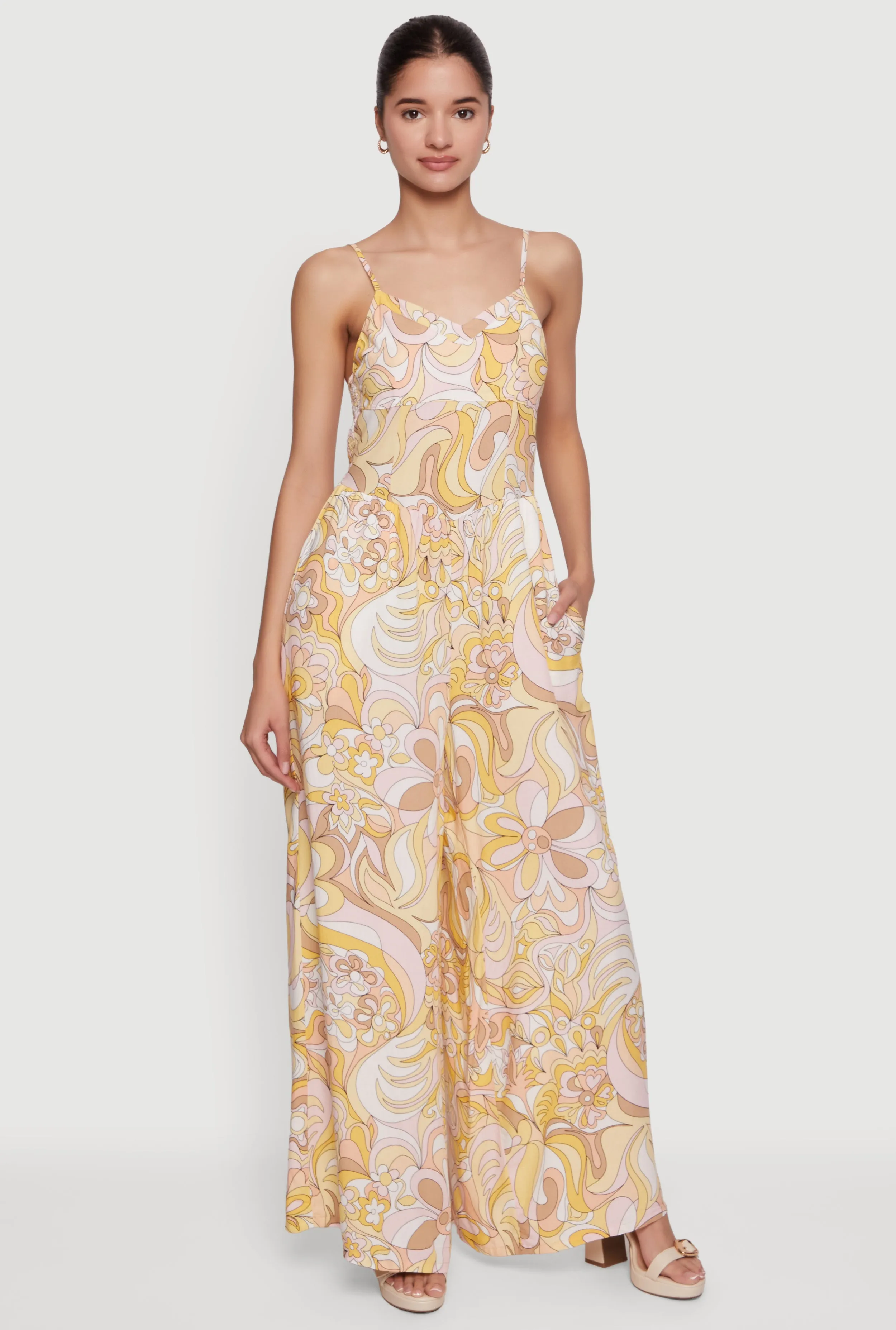 Abstract Floral Wide Leg Cami Jumpsuit sold by Rainbow product image thumbnail 2