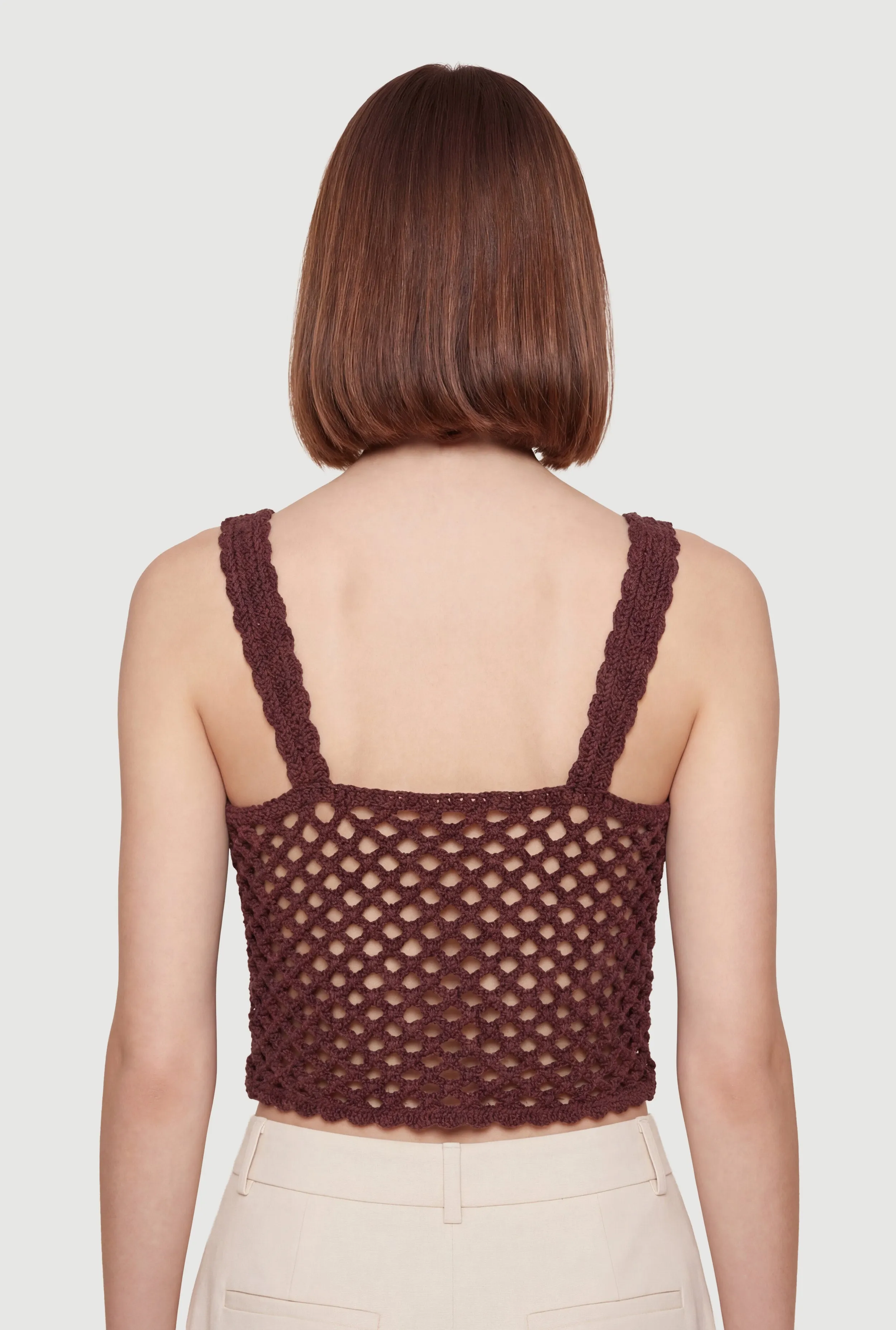 Solid Crochet Cropped Tank Top sold by Rainbow product image thumbnail 5