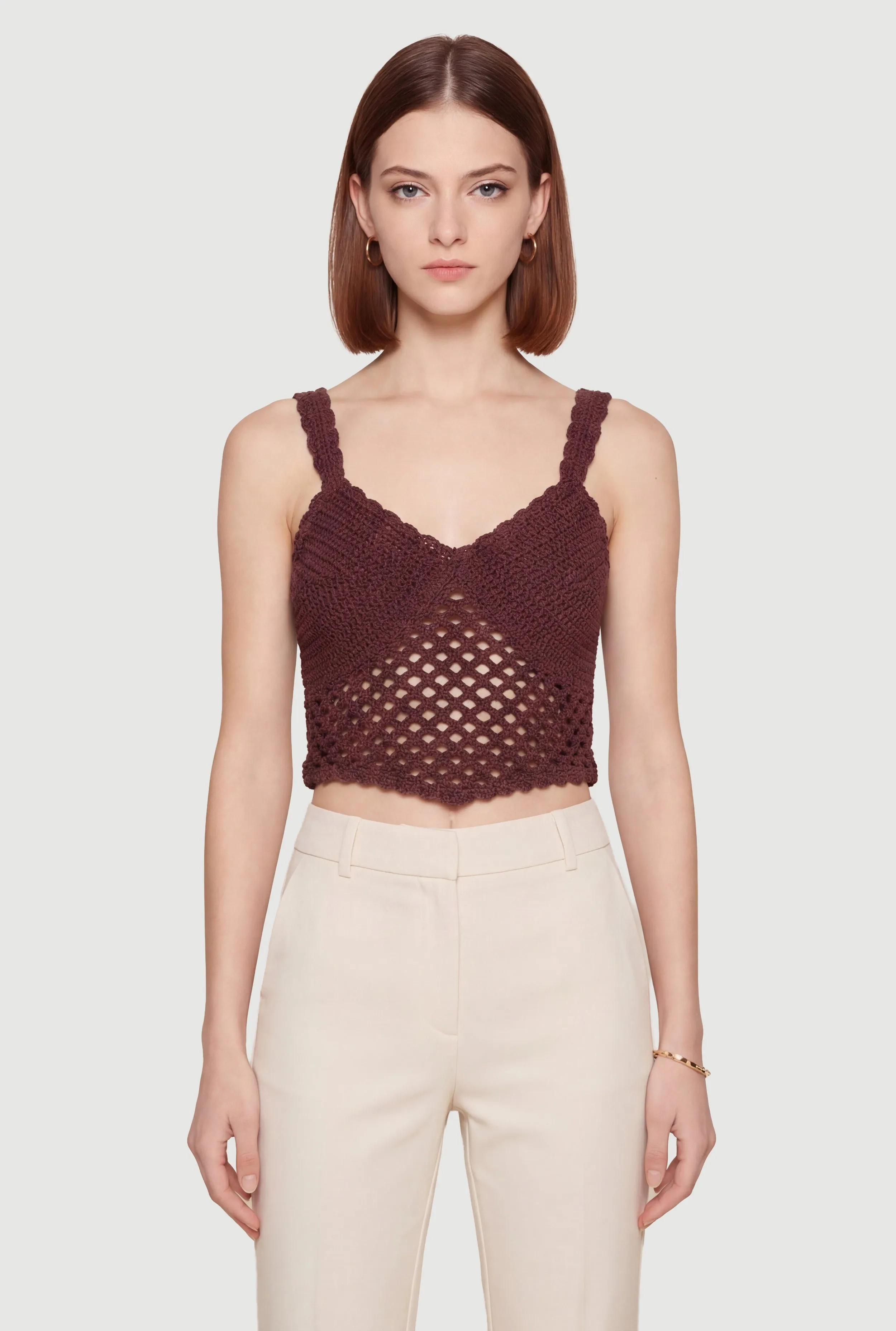 Solid Crochet Cropped Tank Top sold by Rainbow product image thumbnail 2