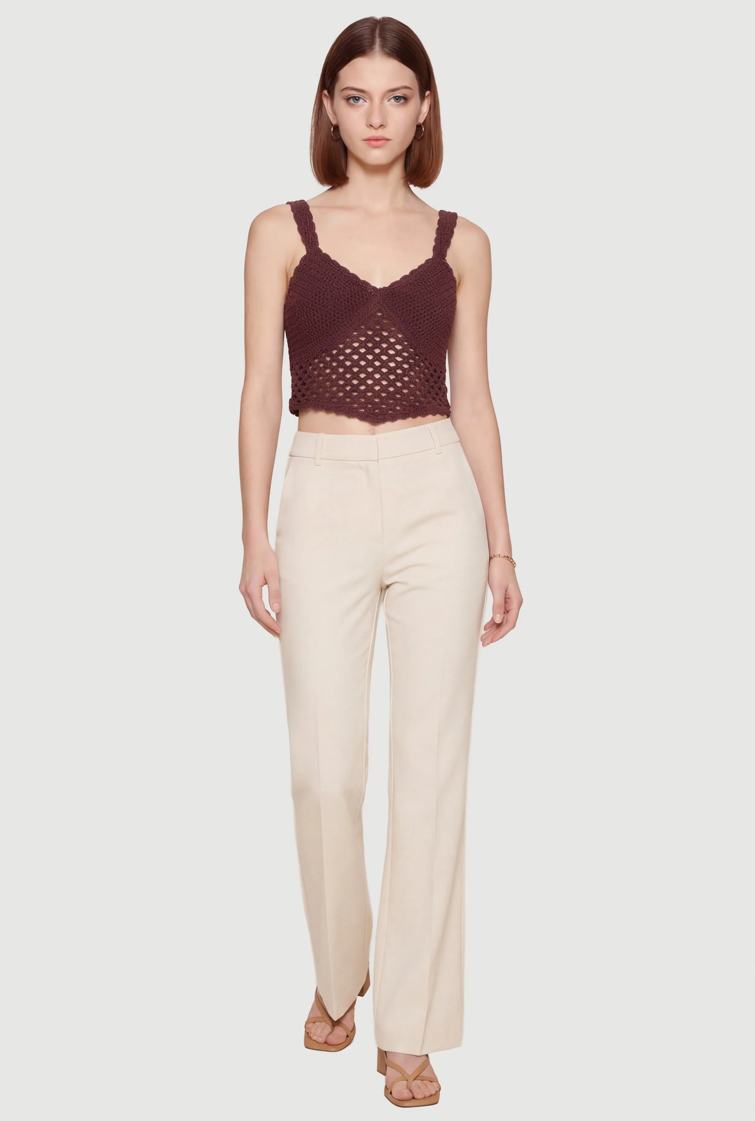 Solid Crochet Cropped Tank Top sold by Rainbow