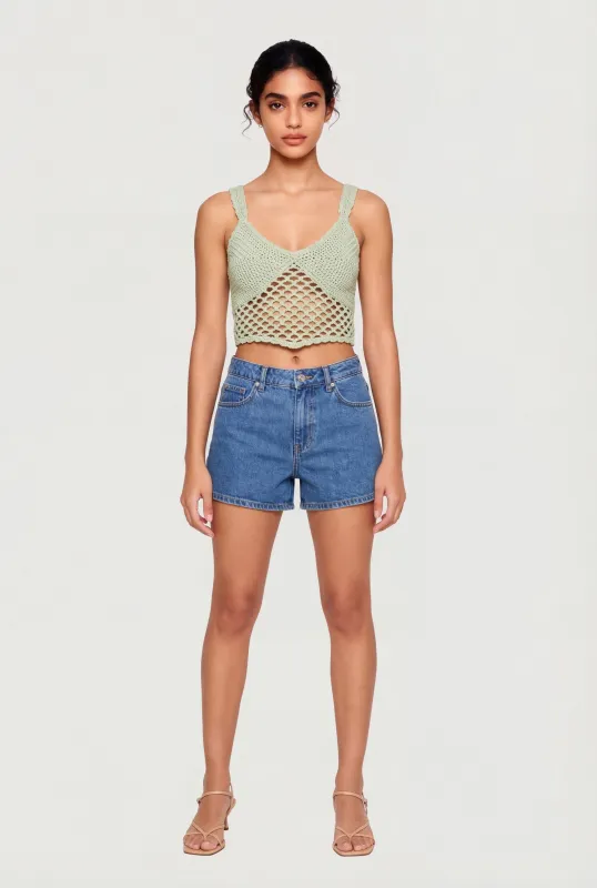 Solid Crochet Cropped Tank Top sold by Rainbow