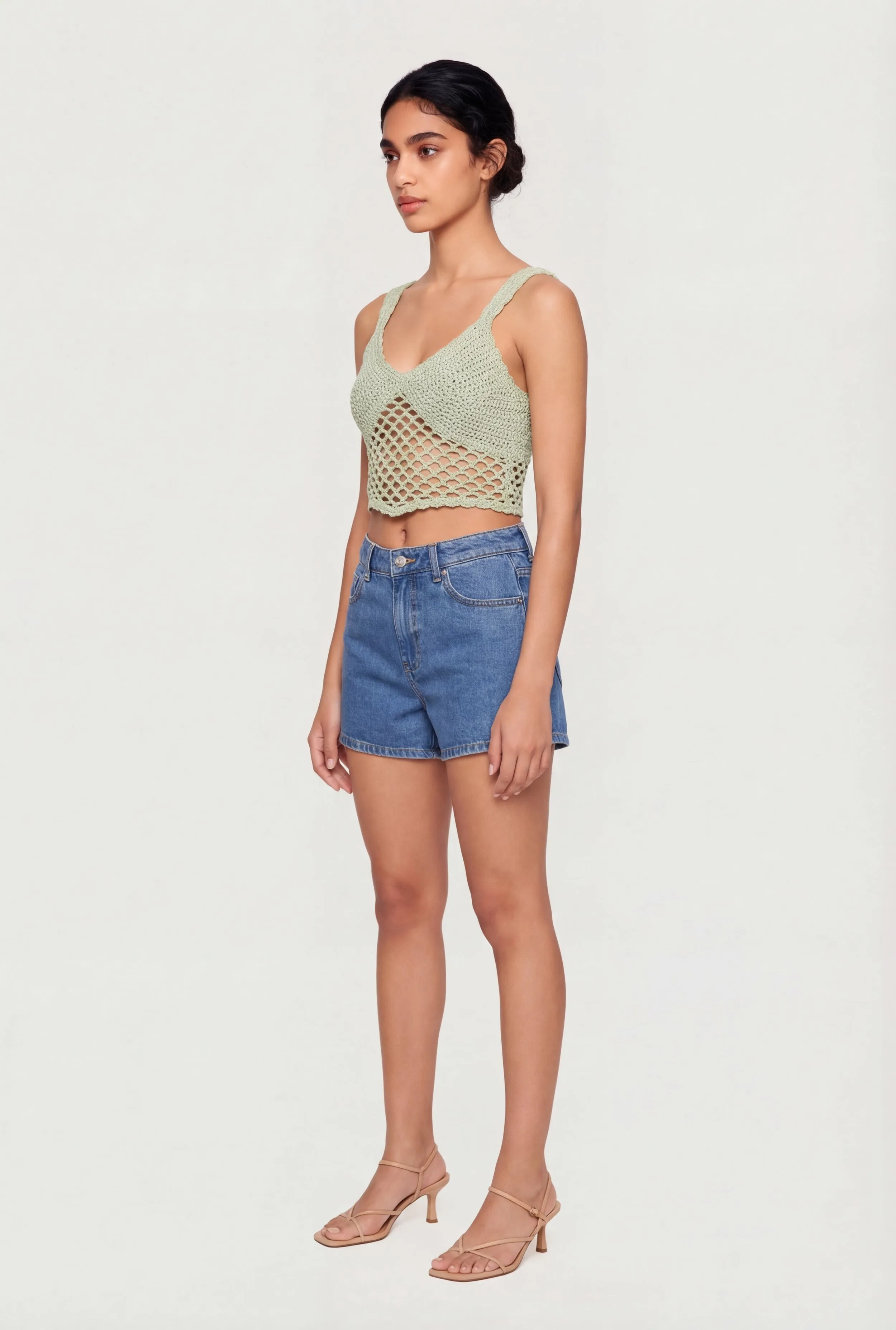 Solid Crochet Cropped Tank Top sold by Rainbow product image thumbnail 3