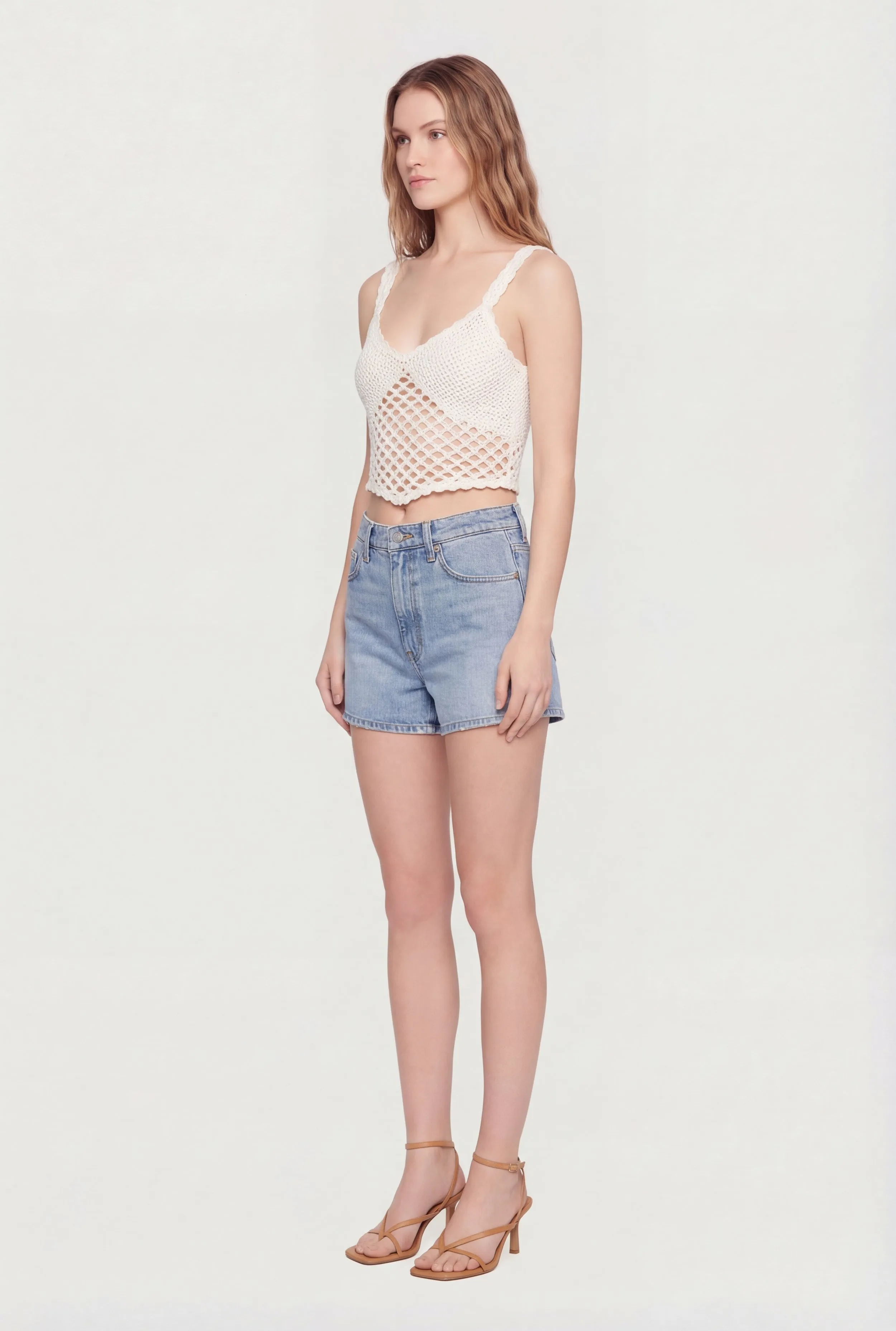 Solid Crochet Cropped Tank Top sold by Rainbow product image thumbnail 3