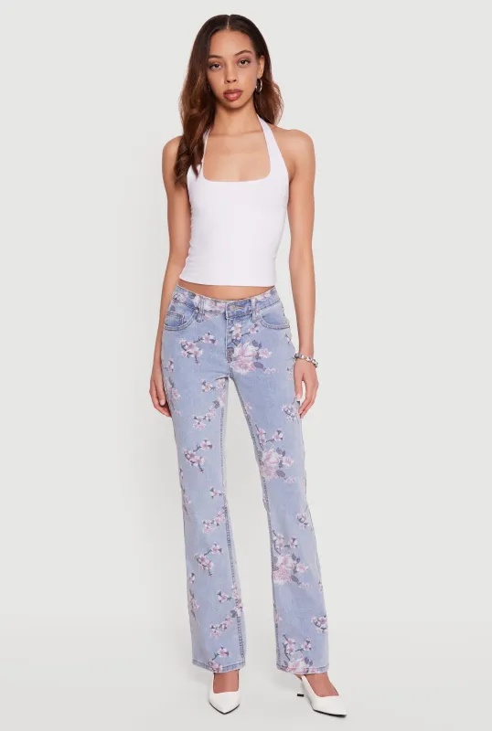 Almost Famous Cherry Blossom Print Jeans made by Rainbow