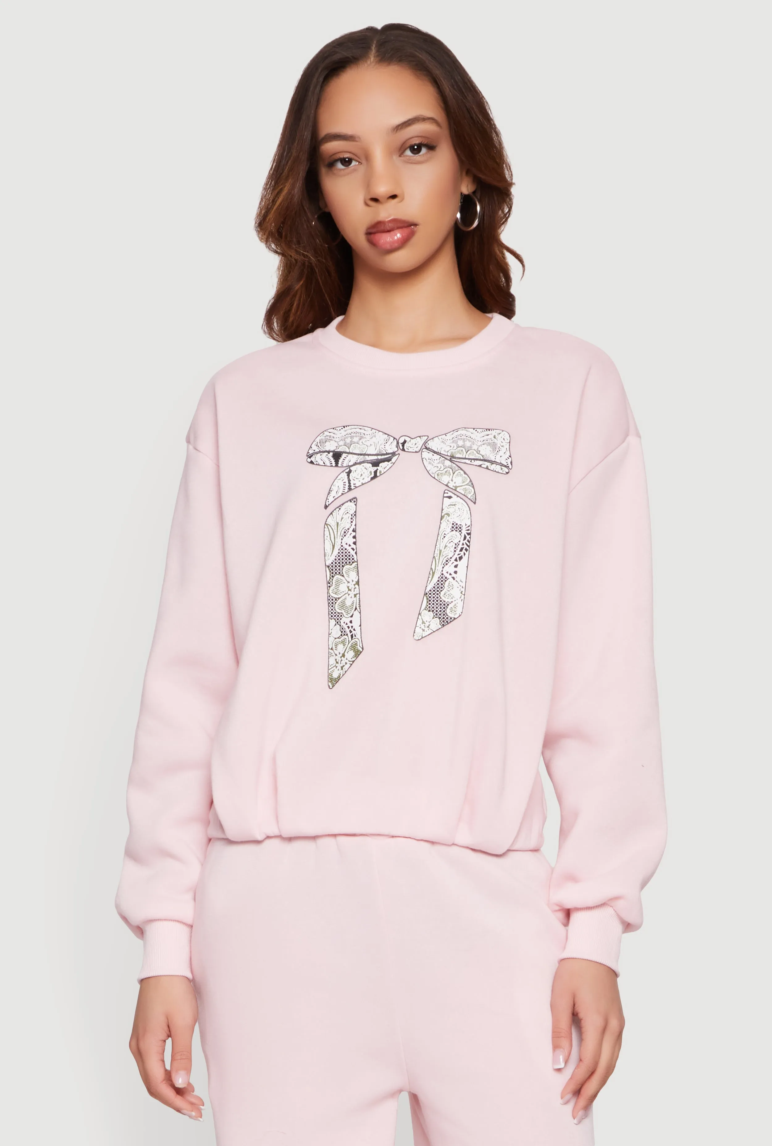 Fleece Bow Graphic Pullover Sweatshirt sold by Rainbow