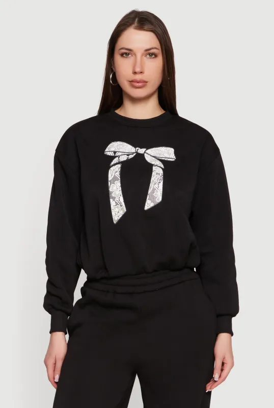 Fleece Bow Graphic Pullover Sweatshirt made by Rainbow