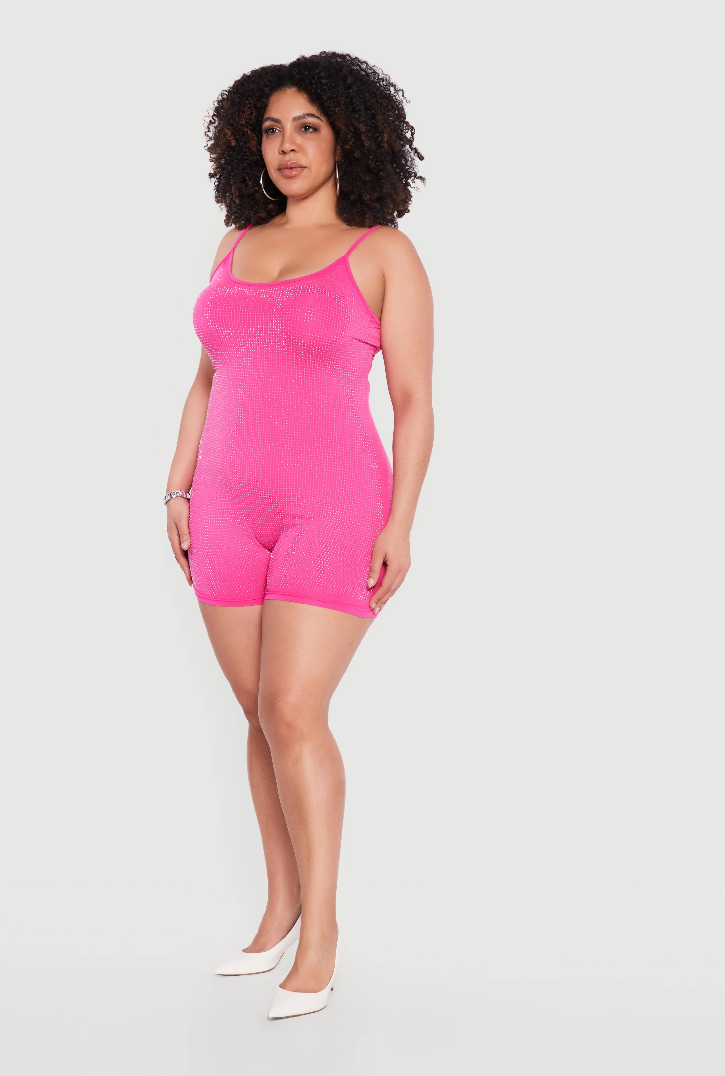 Plus Size Rhinestone Cami Romper sold by Rainbow product image thumbnail 3