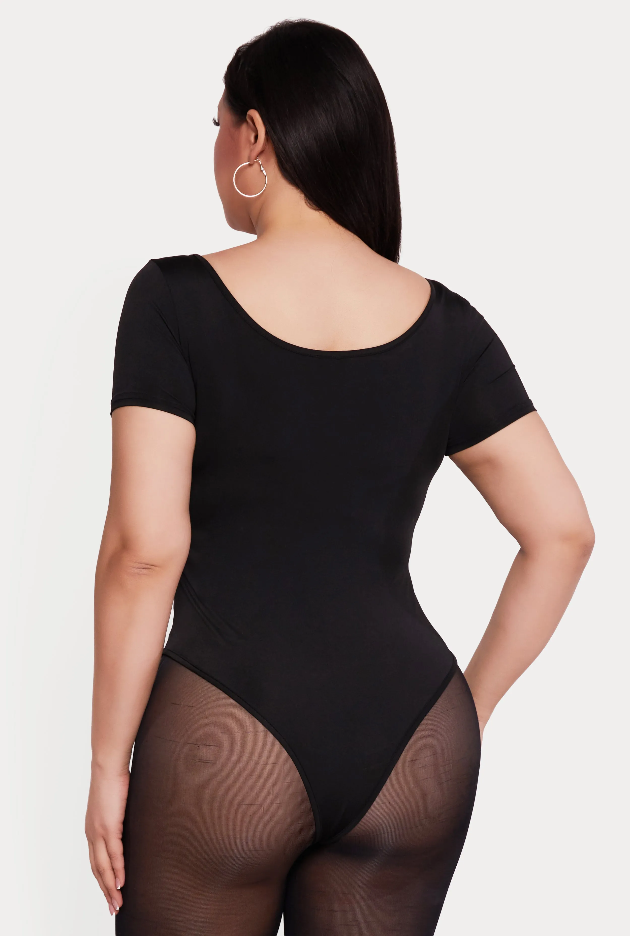 Plus Size Solid Short Sleeve Bodysuit sold by Rainbow product image thumbnail 5