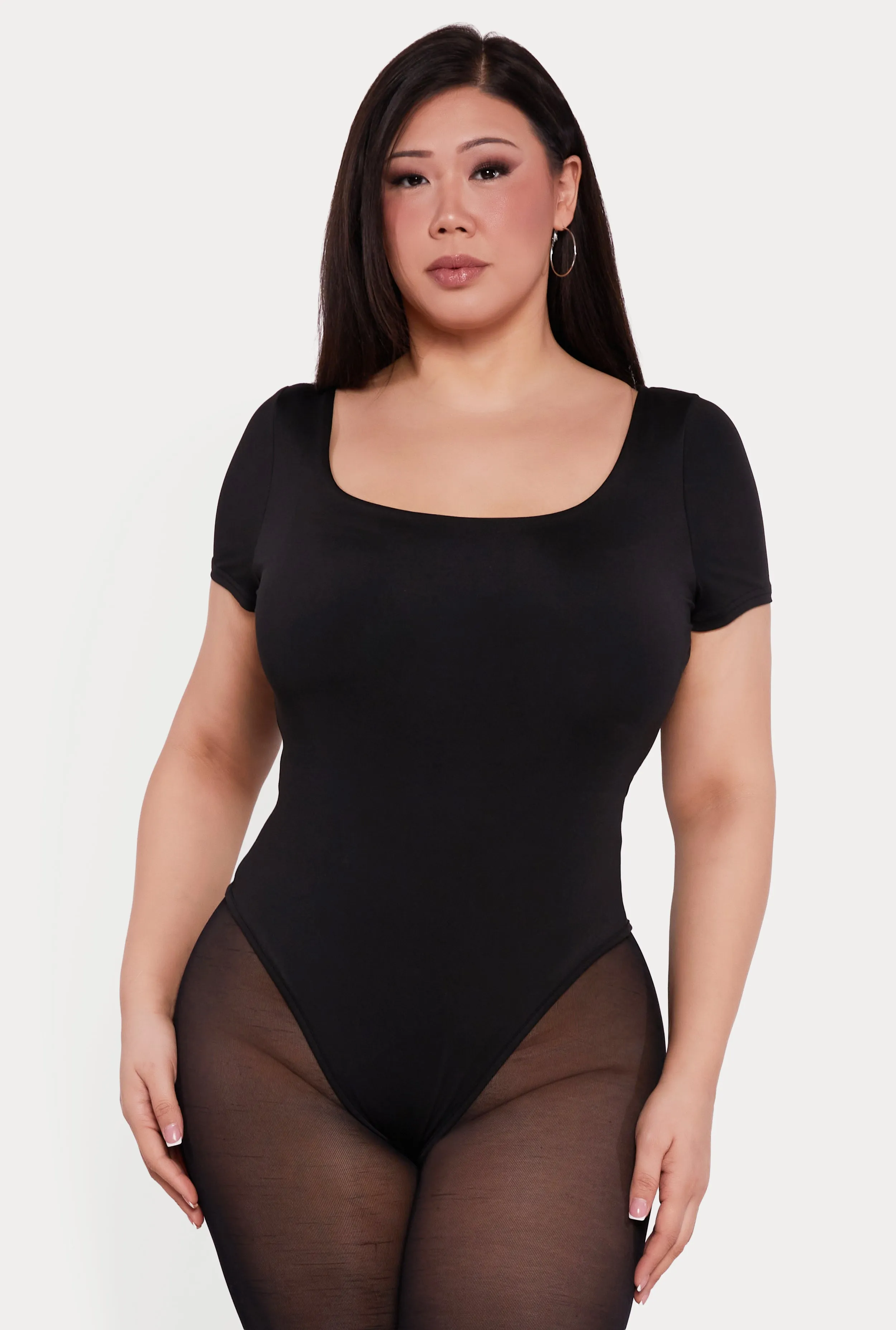 Plus Size Solid Short Sleeve Bodysuit sold by Rainbow product image thumbnail 2