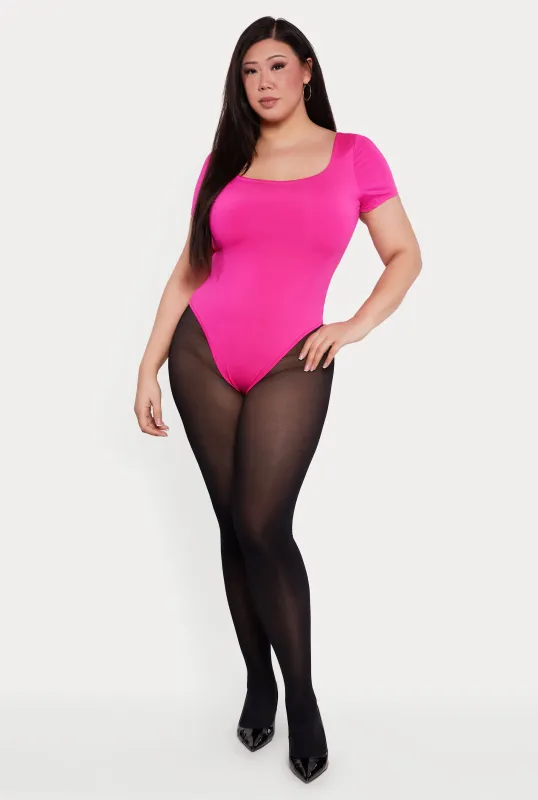Plus Size Solid Short Sleeve Bodysuit made by Daisy